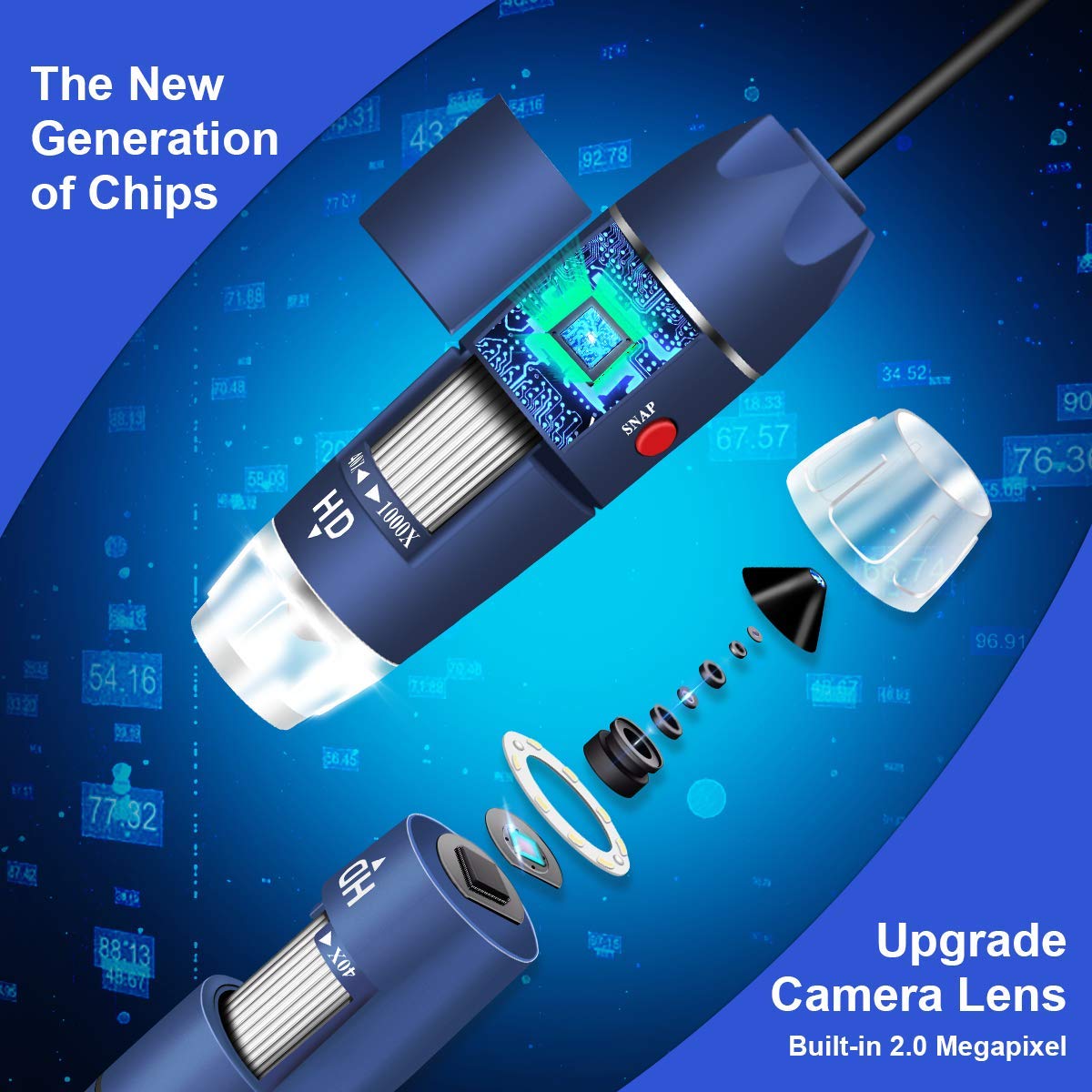 Hd 2Mp Usb Microscope Camera For Android Windows Linux Mac, 40X To 1000X Digital Microscope With Stand & Carrying Case, Portable