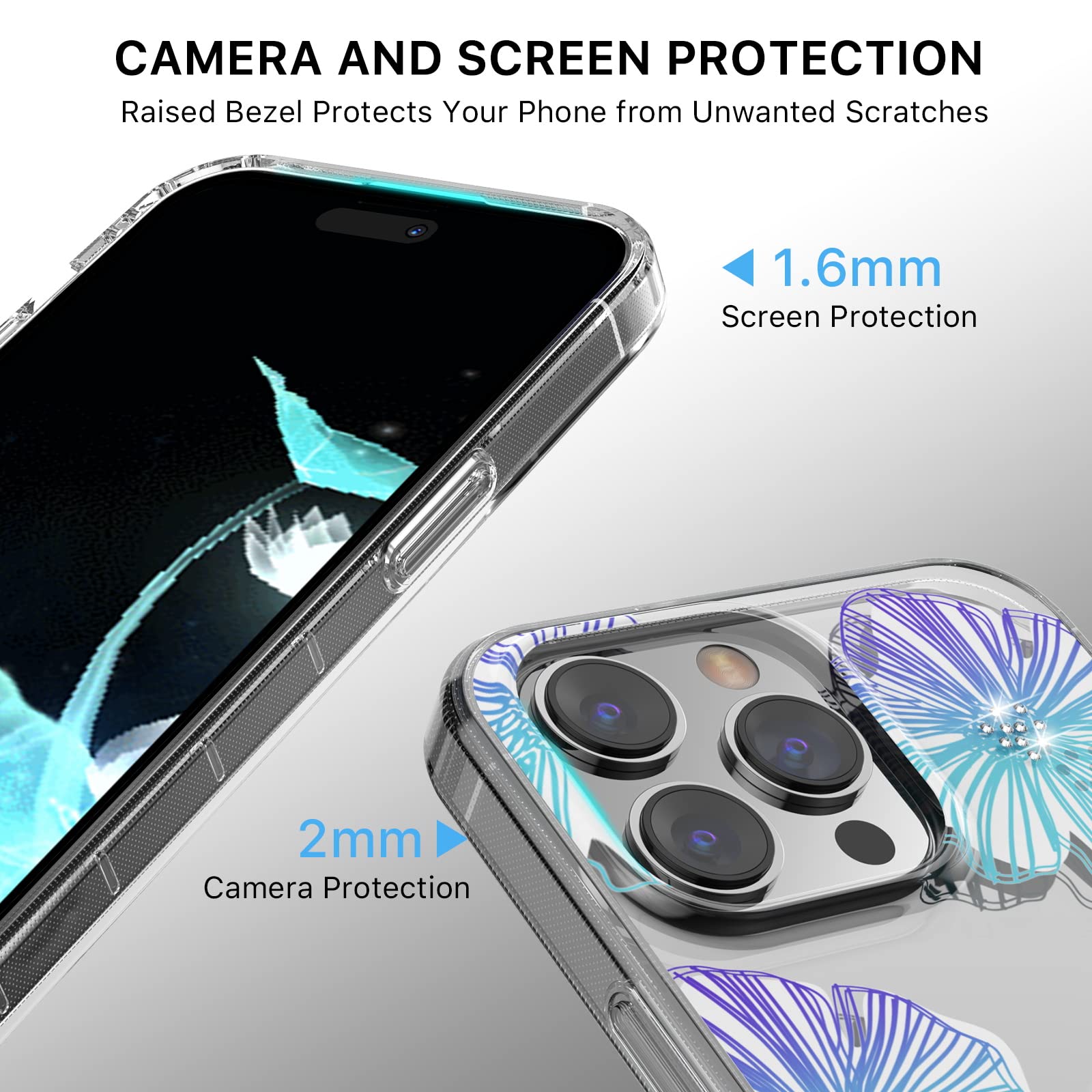 M Mybat Pro Slim Clear Crystal Case For Iphone 14 Pro Max Case 6.7 Inch, Cute Stylish Mood Series Shockproof Non-Yellowing Prote