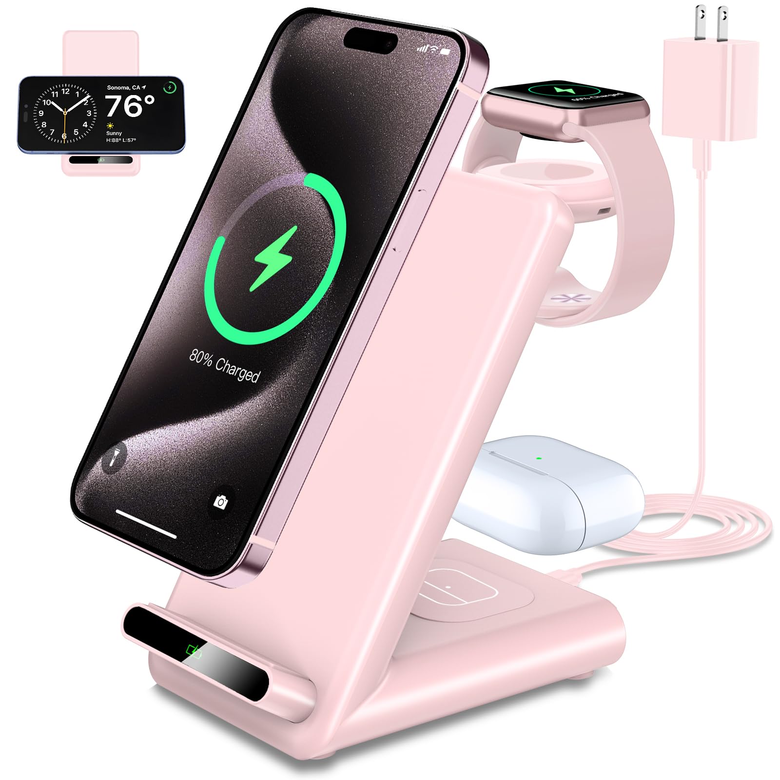 Wireless Charging Station,3 In 1 Wireless Charging Stand Made For Apple Watch Ultra 10 9 8 7 6 Se 5 4 3,Fast Wireless Charger Ma