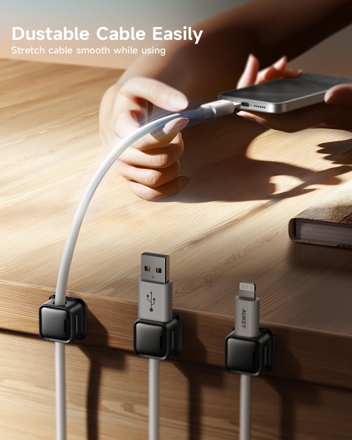 Cord Organizer Holder, 8 Pack Magnetic Desk Cable Clips Management, Hide Phone Charging Cable Keeper, Strong Adhesive Wire Charg