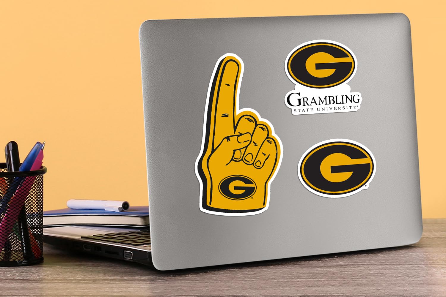 Grambling State University 8Ct Vinyl Large Deluxe Stickers Variety Pack   Laptop, Water Bottle, Scrapbooking, Tablet, Skateboard