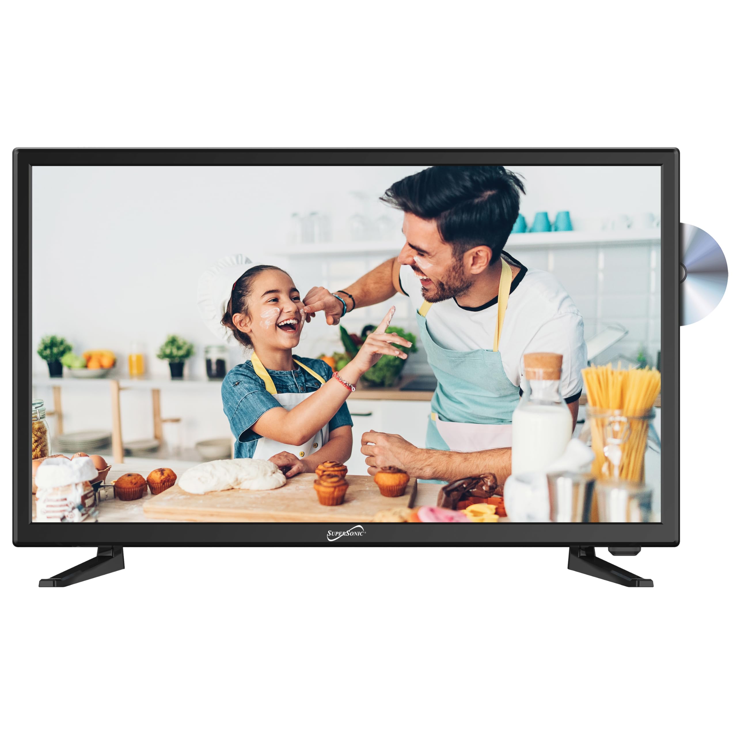 Supersonic Sc 2412 Led Widescreen Hdtv & Monitor 24'', Built In Dvd Player With Hdmi, Usb, Sd & Ac/Dc Input: Dvd/Cd/Cdr High Res