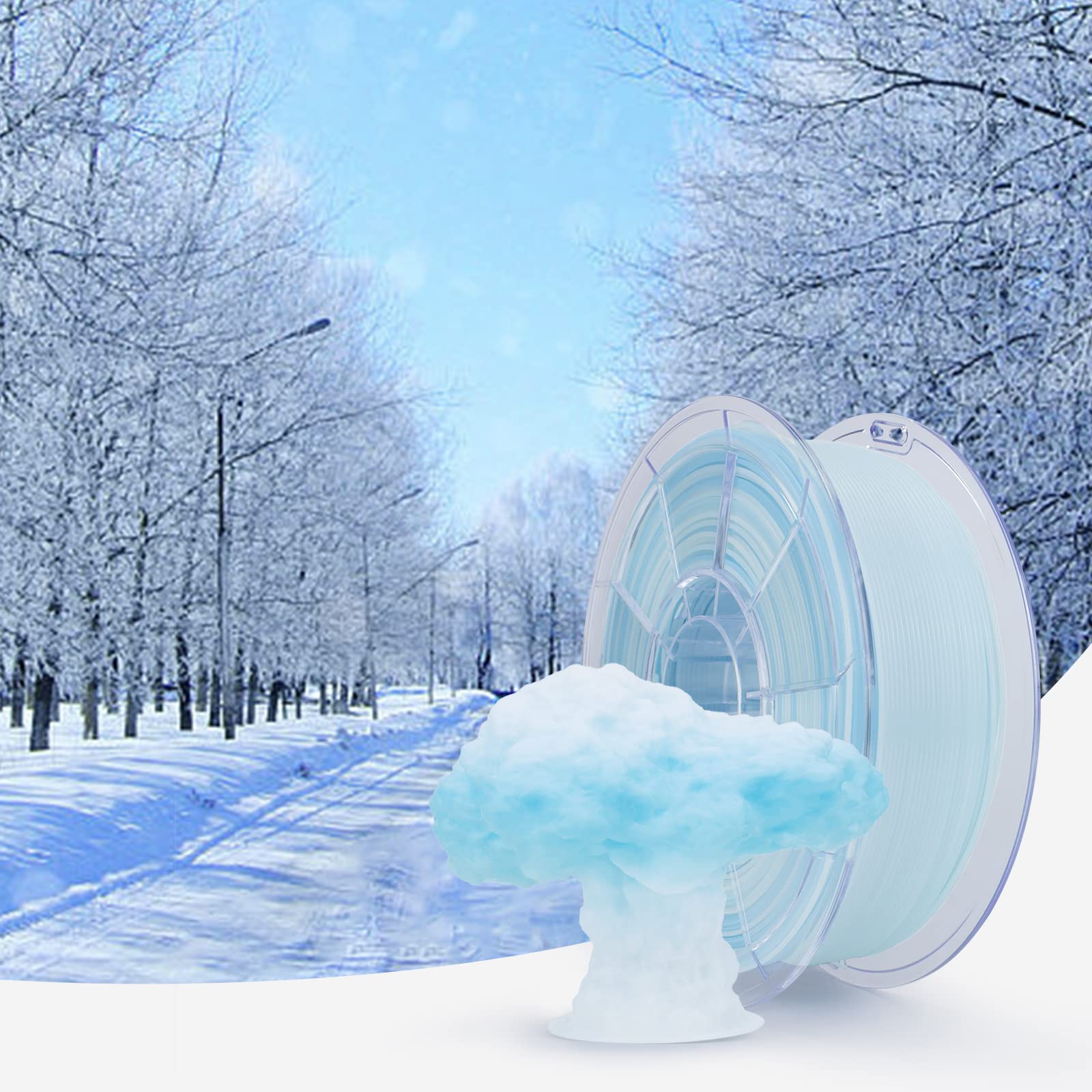 Ziro 3D Printer Filament,Translucent Pla Filament 175Mm,Multicolor Rainbow Pla Filament,1Kg22Lb,Season Series   Winter