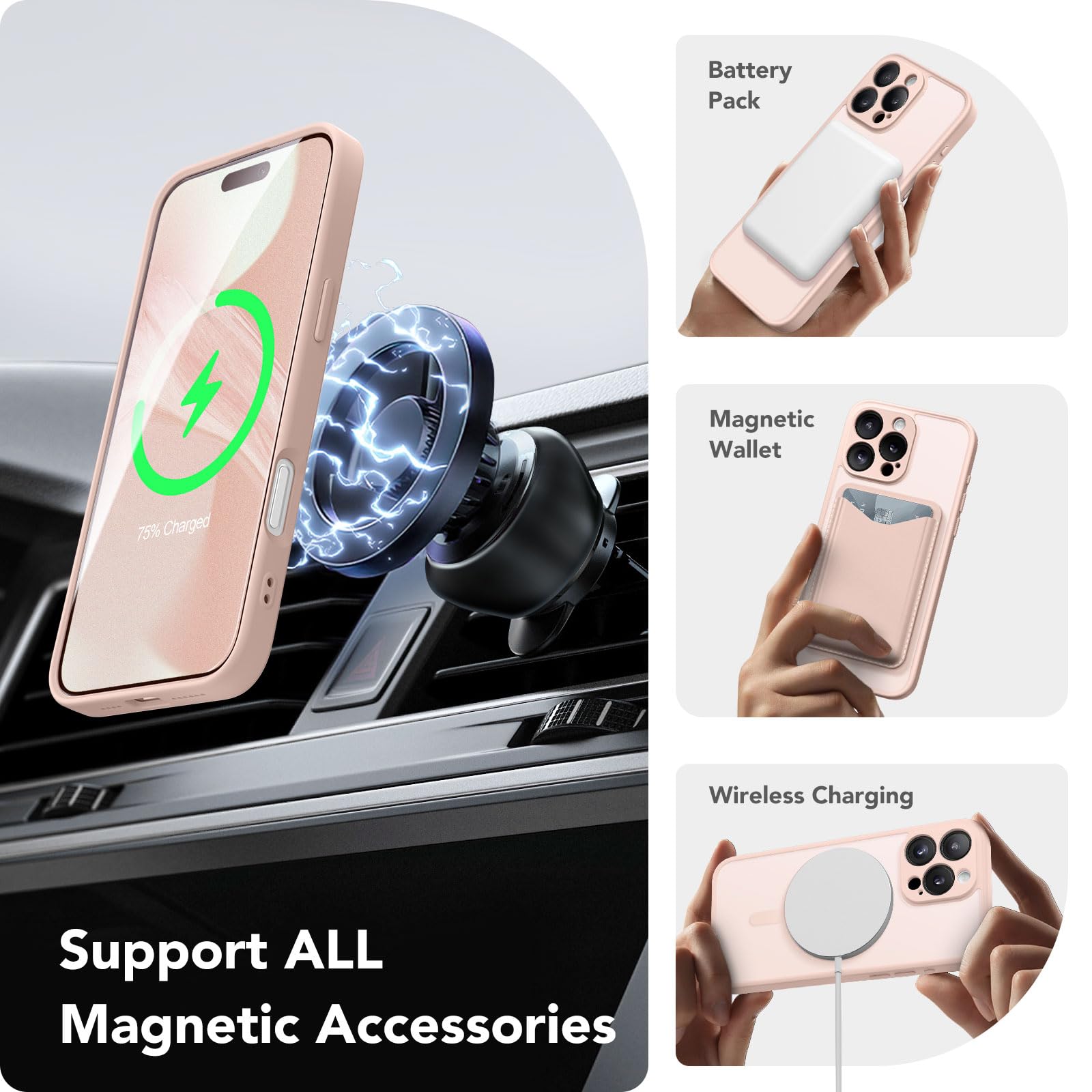 Capraro Magnetic Compatible With Iphone 16 Pro Max Case, Upgraded [Full Camera Protection] [Compatible With Magsafe] Protective