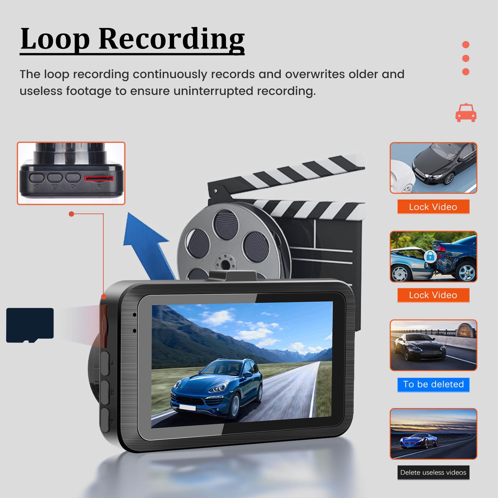 Dual Dash Camera For Car   3 Inch 1080P Ips Touchscreen Car Camera   G Sensor/Loop Recording / 24H Parking Monitor / 150 Wide An