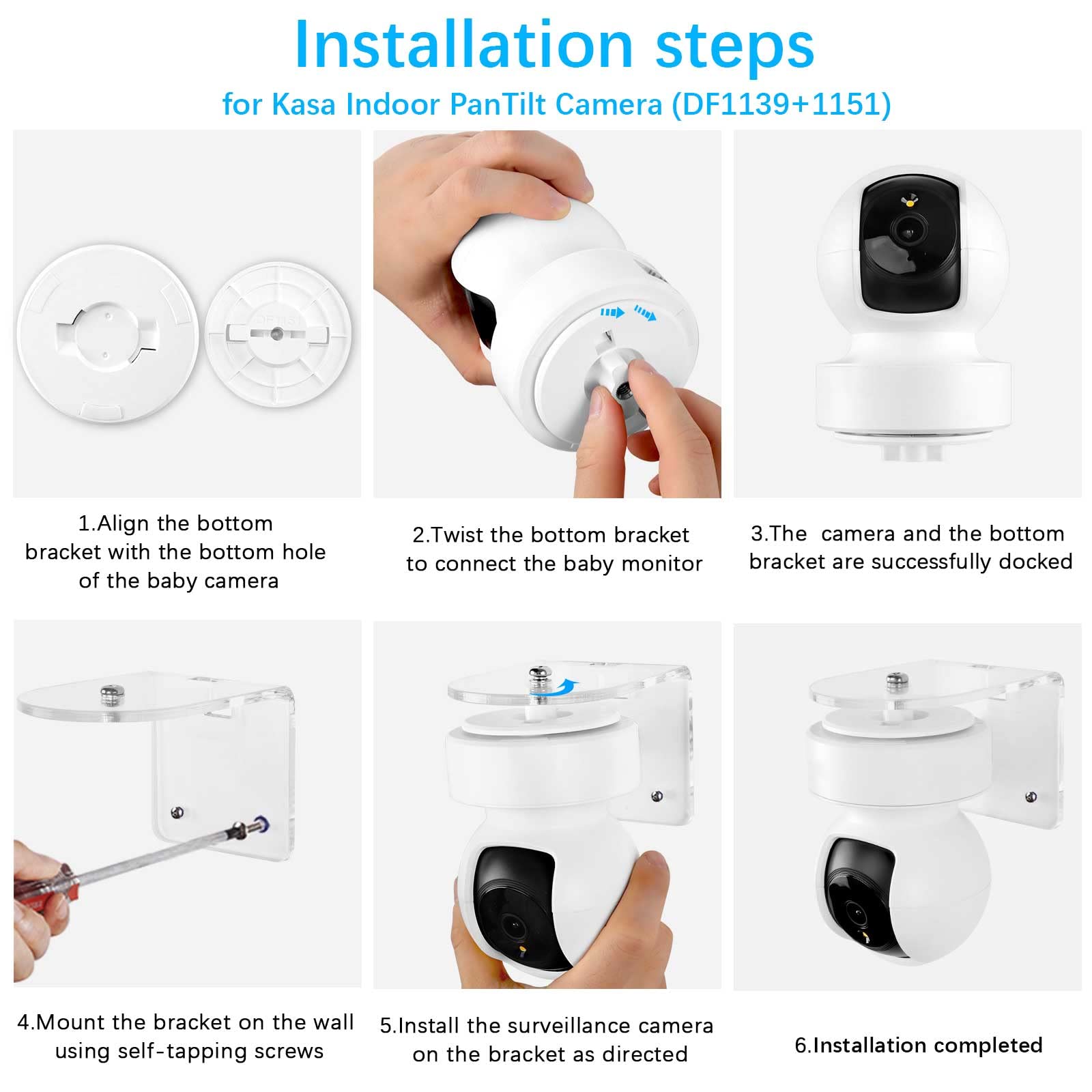 Tiuihu Acrylic Wall Mount Bracket/Holder Compatible With Kasa Indoor Pan/Tilt Smart Security Camera And Tp Link Tapo C210/C200