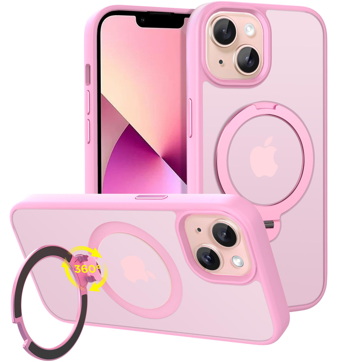 Cacoe Magnetic Case For Iphone 13/14 6.1 Inch With 360 Rotatable Ring Phone Stand,Compatible With Magsafe & Magnetic Car Phone M
