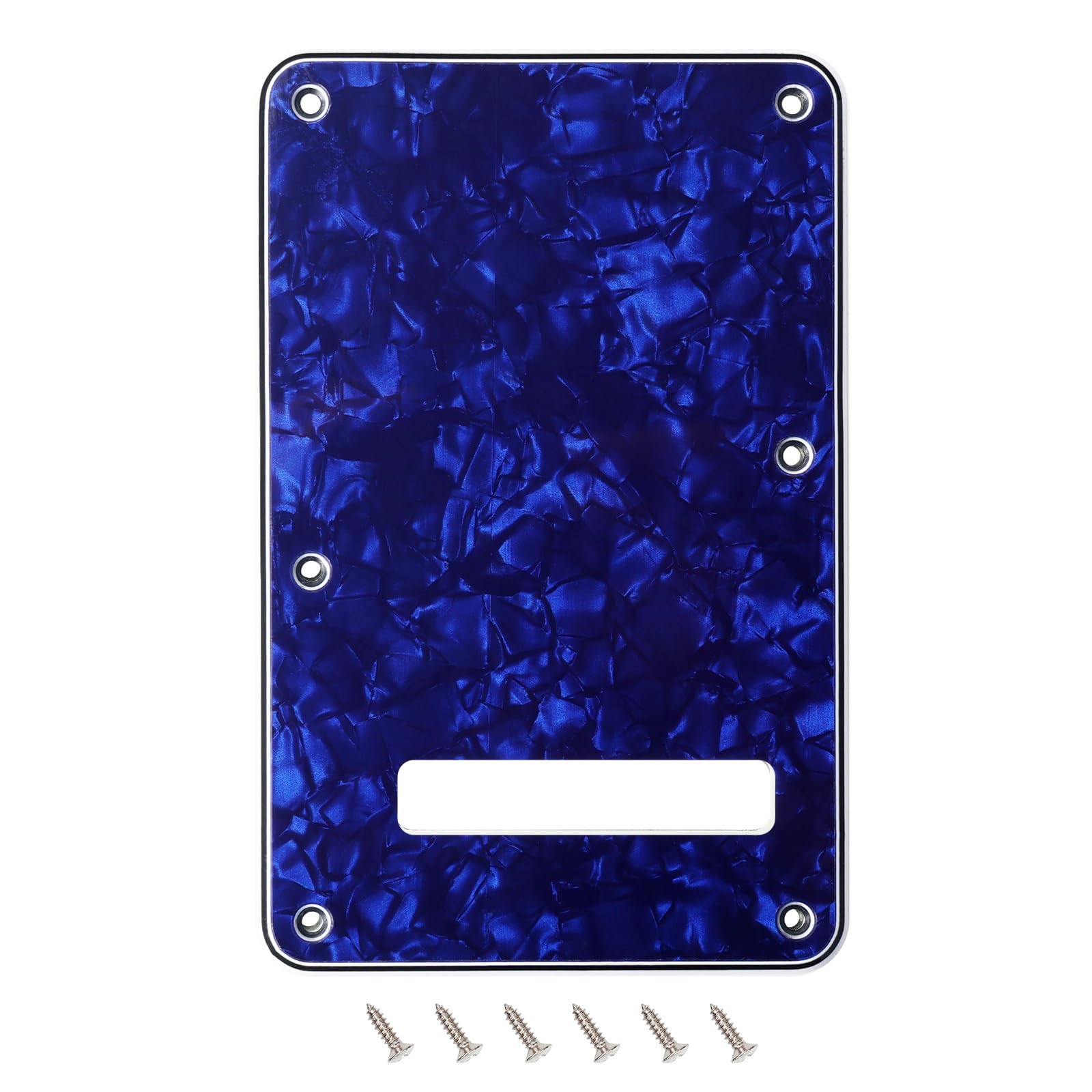 Banworks Electric Guitar 4 Ply Backplate 6-Hole Trem Tremolo Cover for USA/Mexican Fender Standard Strat ST JT/HGB-01 Blue Pearl