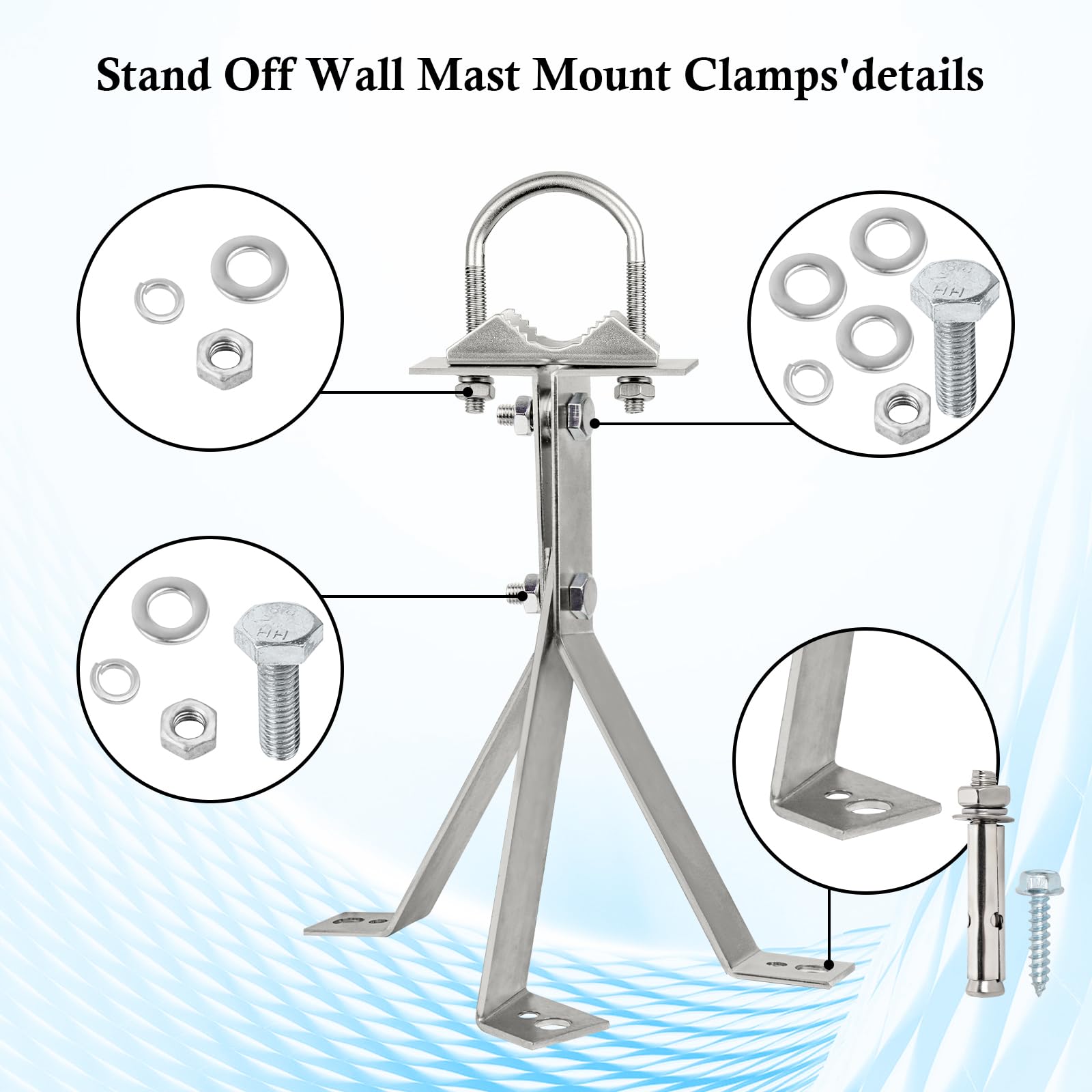 Xrds Rf Antenna Wall Mount 8 Inch Heavy Duty Stand Off Wall Mast Mount Windproof Antenna Mounting Bracket For Tv Antenna Mast ( 3 Leg + 2 Leg)