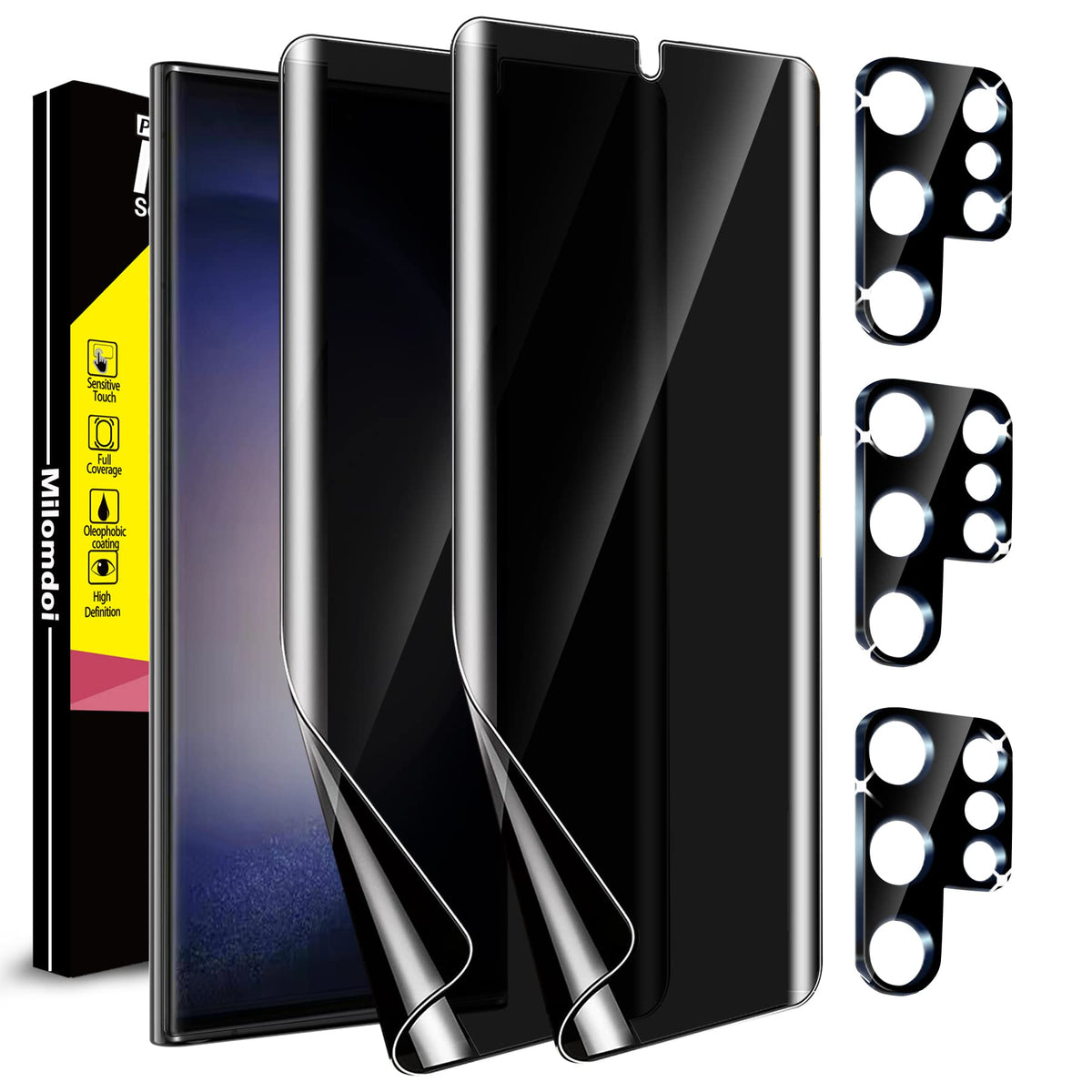 Milomdoi [2+3Pack For Samsung Galaxy S23 Ultra Privacy Screen Protector [Not Glass] Accessories 2 Pack Film Privacy Screen For S