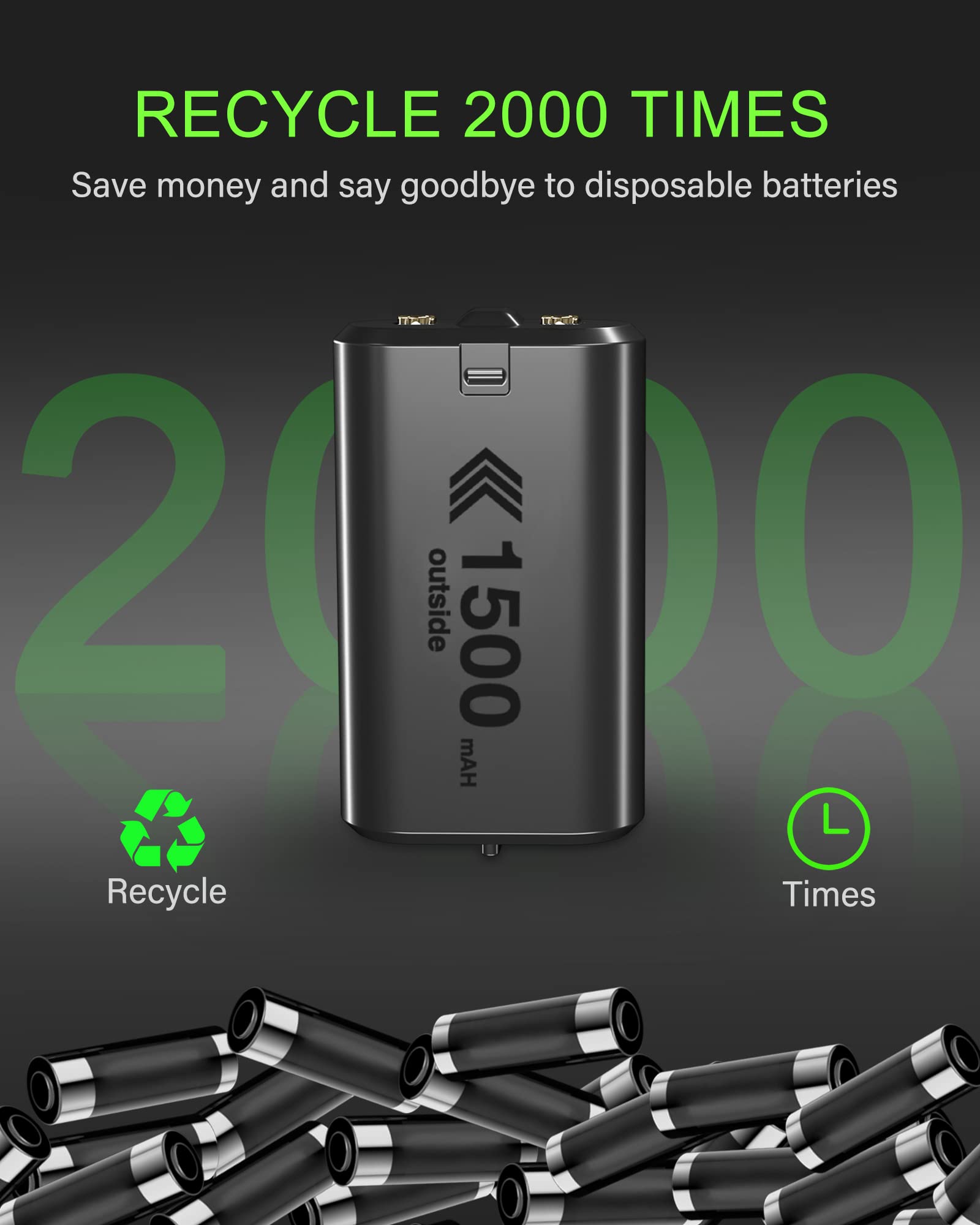 Noiposi Rechargeable Battery Pack For Xbox One Controller,4Pcs 1500Mah Xbox One Rechargeable Battery Pack,Controller Battery Pac