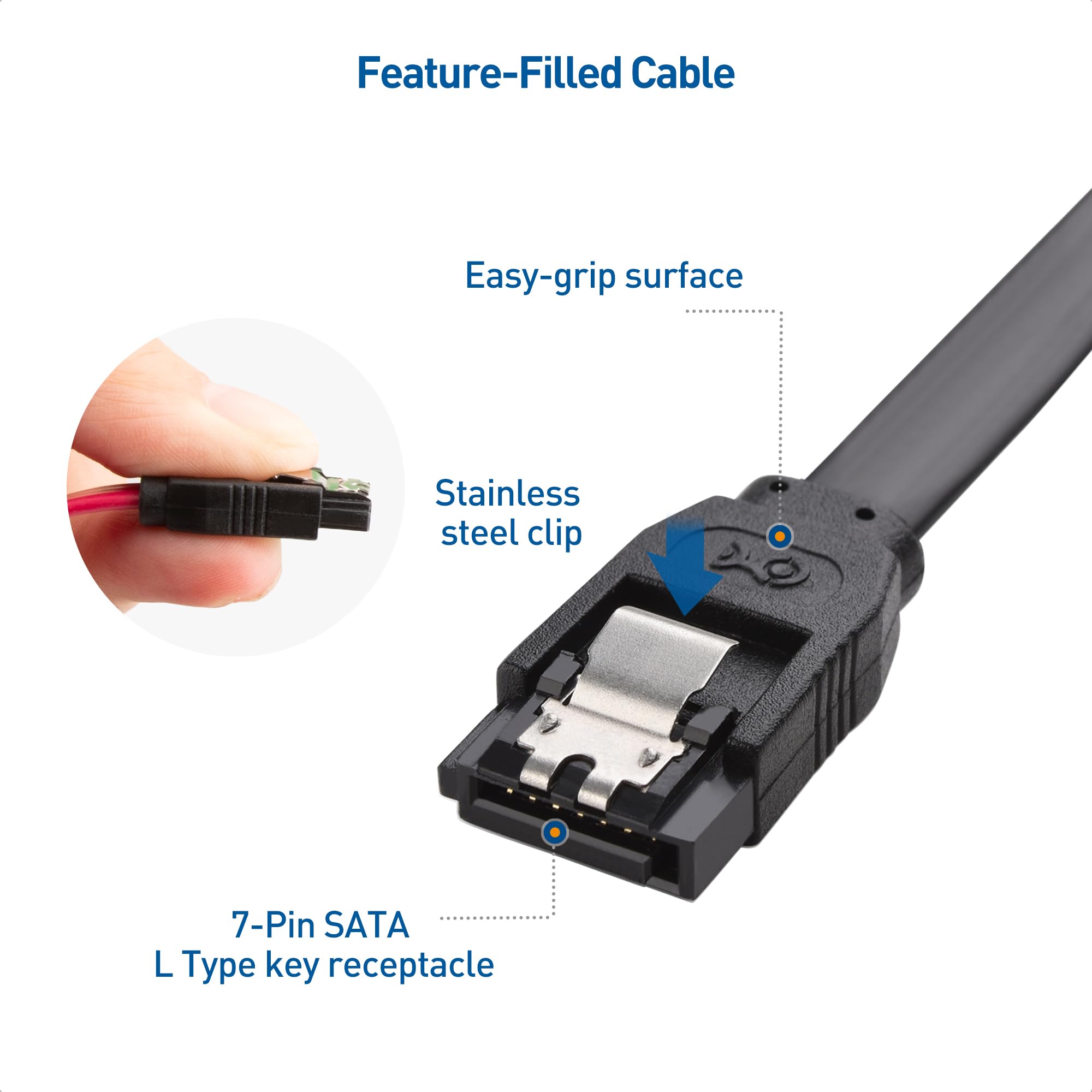 Cable Matters 3 Pack Sata Iii 6.0 Gbps Sata Cable 24 Inches (Sata Cable For Ssd, Sata Ssd Cable, Sata 3 Cables) Black