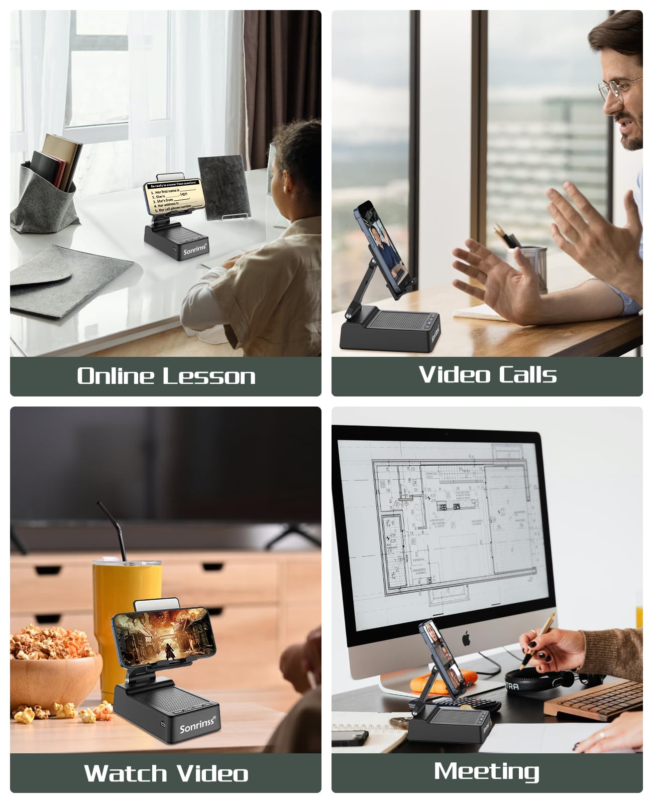 Sonrinss Wireless Bluetooth Speakers With Phone Stand: Portable Cell Phone Holder With Bluetooth Speaker For Home,Office,Outdoor