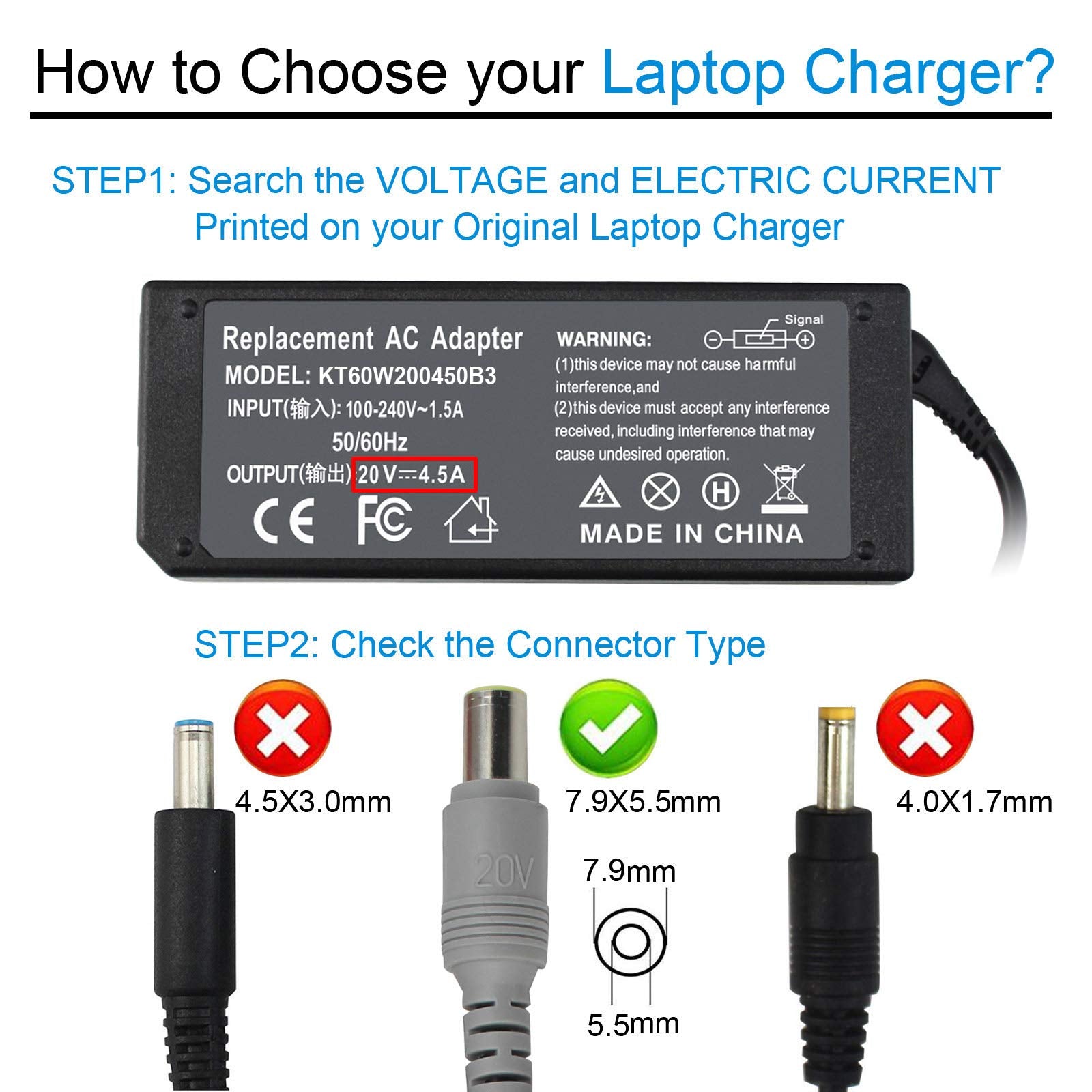 90W 65W 92P1109 92P1156 40Y7659 Charger Compatible With Lenovo X230 X220 X131E T430 T430S T420 T410 T510 T530 92P1105 92P1107 92P1213 92P1155 93P5026 40Y7696 41R4493 42T4418 X200 T420S E530 T400 X201