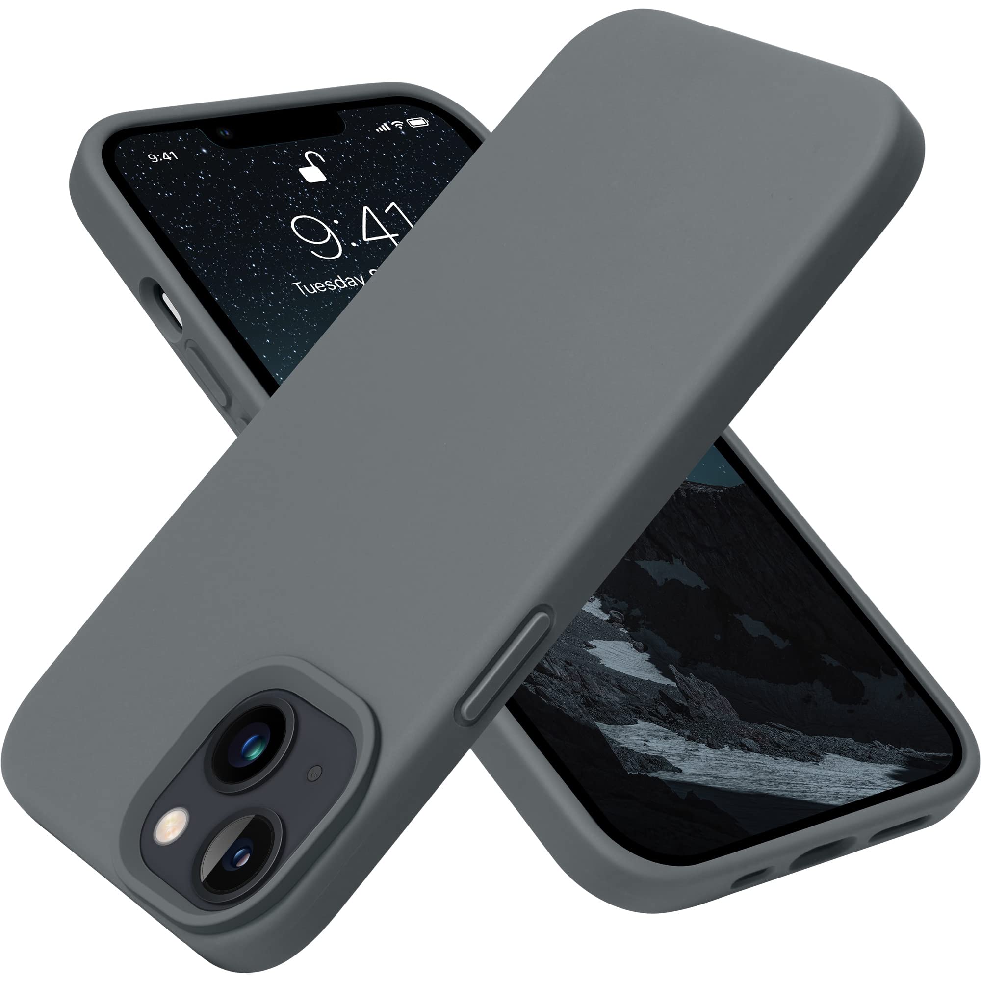 Otofly Designed For Iphone 13 Case, Silicone Shockproof Slim Thin Phone Case For Iphone 13 6.1 Inch Space Gray