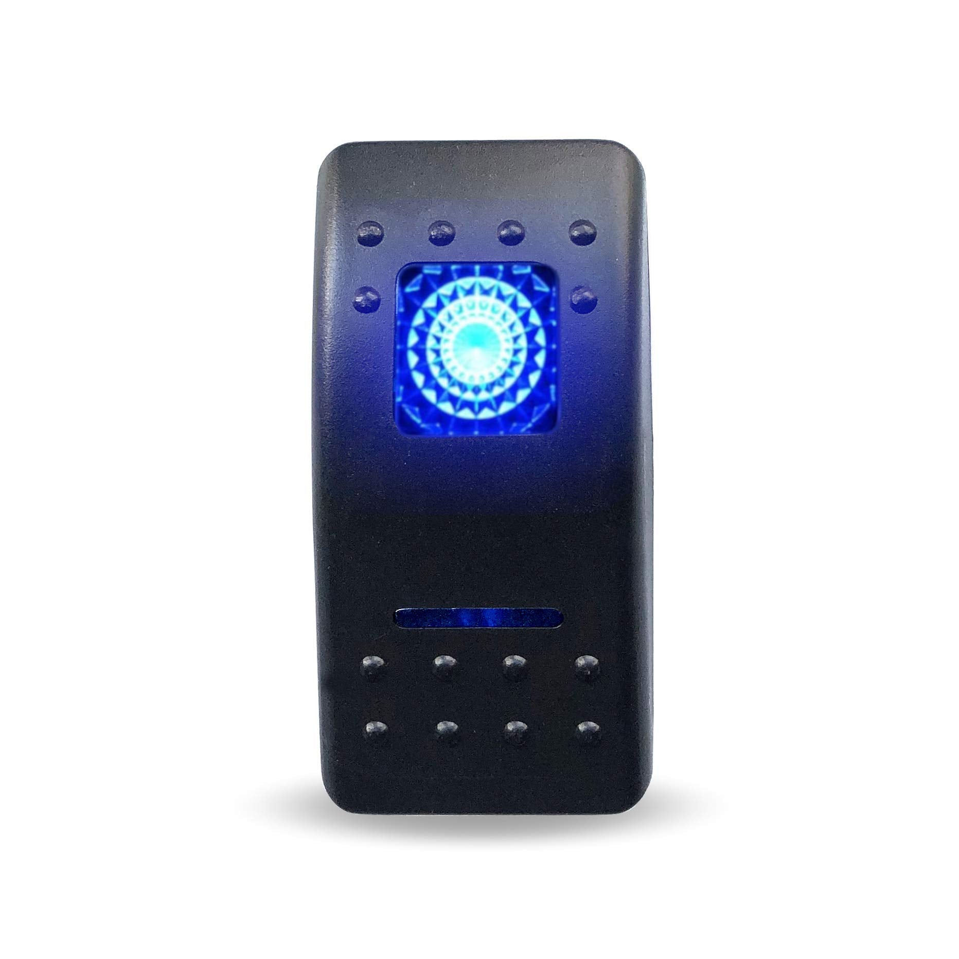 Mgi Speedware 3 Pack Marine Rocker Switches With Illuminated Led, 20A 12Vdc, Spdt Latching On/Off/On   Blue