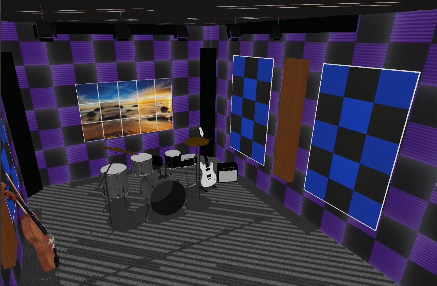 52 Pack 12 ''X 12 ''X1'' Acoustic Panels Studio Soundproofing Foam Wedge Tiles, (24Black+24Purple)