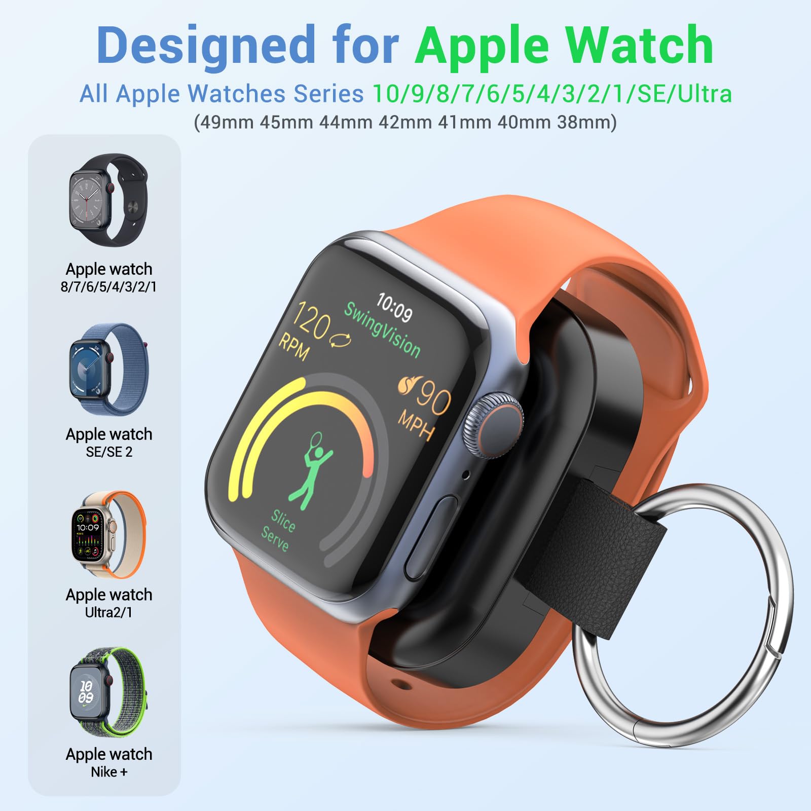 Portable Wireless Charger For Apple Watch,Magnetic Slim Iwatch Fast Charger 1200Mah Power Bank Travel Keychain Accessories,Smart