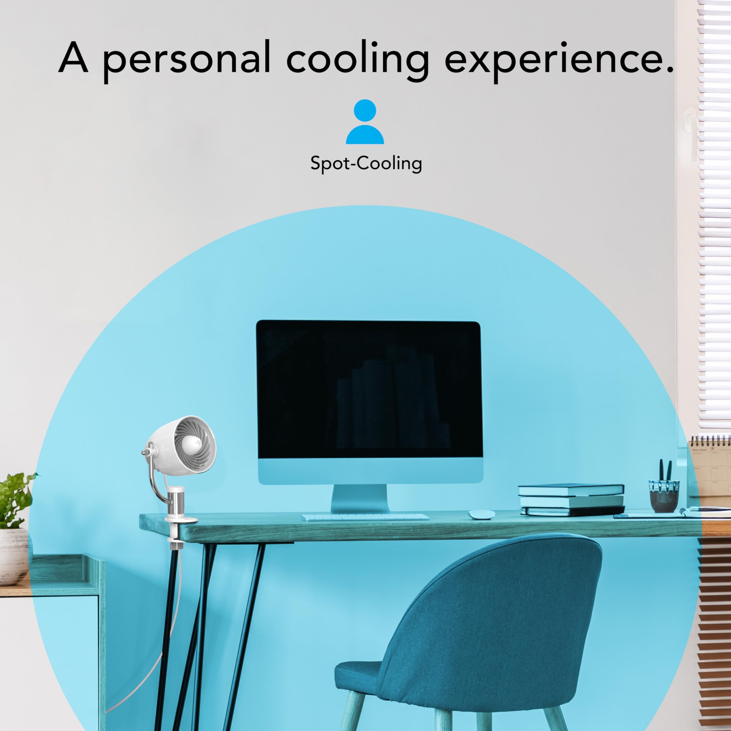 Vornado Pivot Clip Personal Air Circulator Fan With Multi-Surface Clip, Quiet Portable Fan For Office Or Bedroom, 3 Speeds, Ice