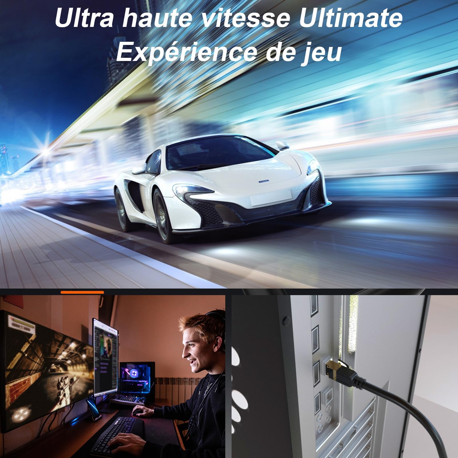 Cat 8 Ethernet Cable, 75Ft High Speed Heavy Duty 26Awg Cat8 Lan Network Cable 40Gbps, 2000Mhz With Gold Plated Rj45 Connector, O