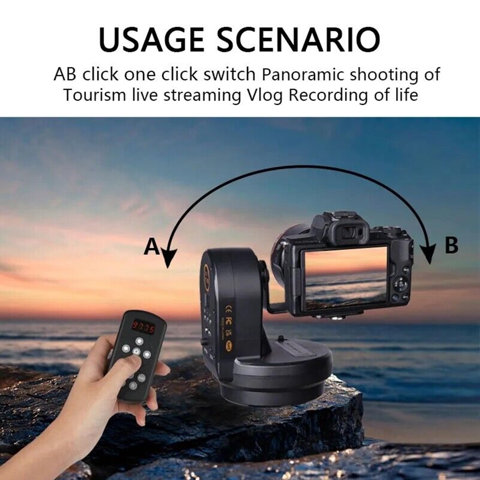 Yt800 Motorized Rotating Panoramic Tripod Head, Remote Control Pan Tilt Head With Remote Control And Mobile Phone Clip For Dslr