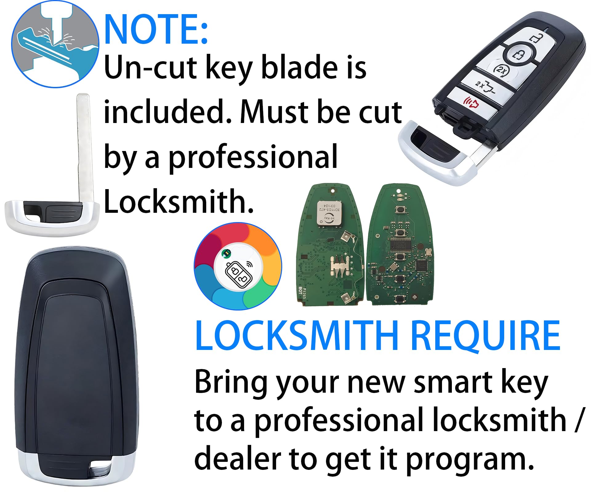 Smart Key For Ford F-Series 2018-2022, Alliskeys Proximity Remote Control Key Fob Replacement For Ford F-Series 2018-2022 M3N-A2