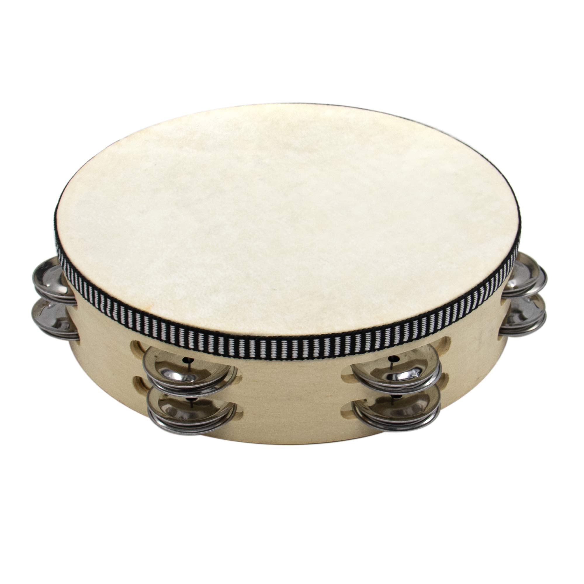 Auear, Double Row Jingles Handheld Tambourine Creative Wooden Tambourine Drum For Adults Percussion For Musical Educational Toy Party Game Church (1 Pack, 8 Inch)