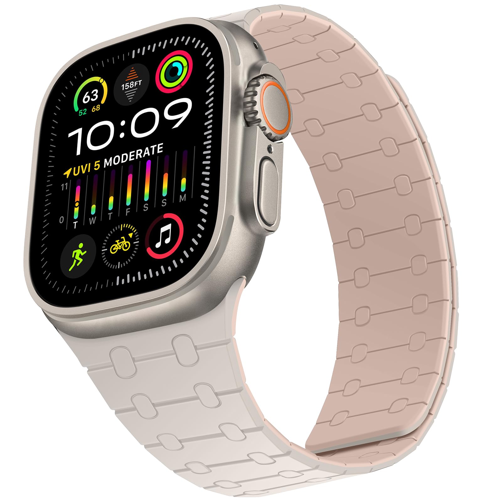 Zzdzz Compatible With Apple Watch Band 49Mm 46Mm 45Mm 44Mm 42Mm 41Mm 40Mm 38Mm, Silicone Magnetic Adjustable Loop Strap For Iwat