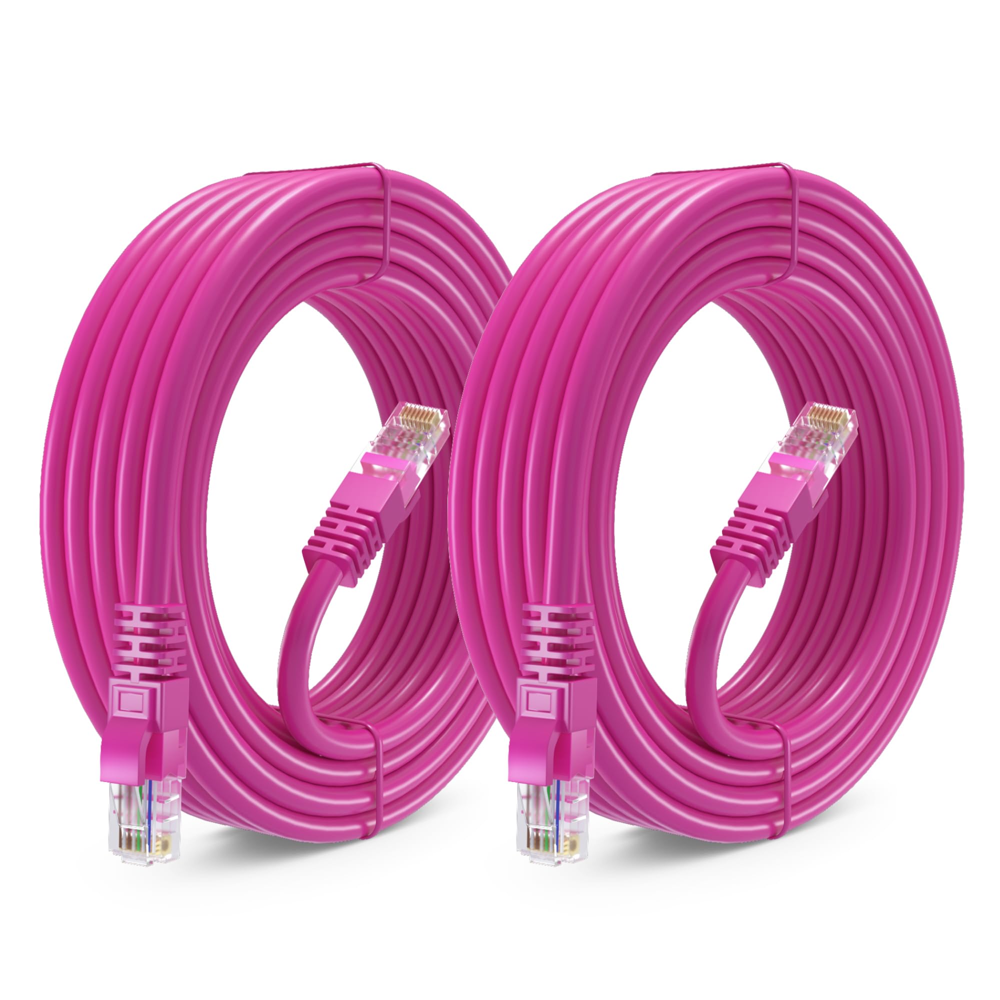 Maximm Cat 6 Ethernet Cable 20 Ft (2 Pack)   High Speed Lan Cable, Internet Cable, Patch Cable, And Network Cable   Utp, 10Gbps, 550Mhz Cat6 Cable   Pink