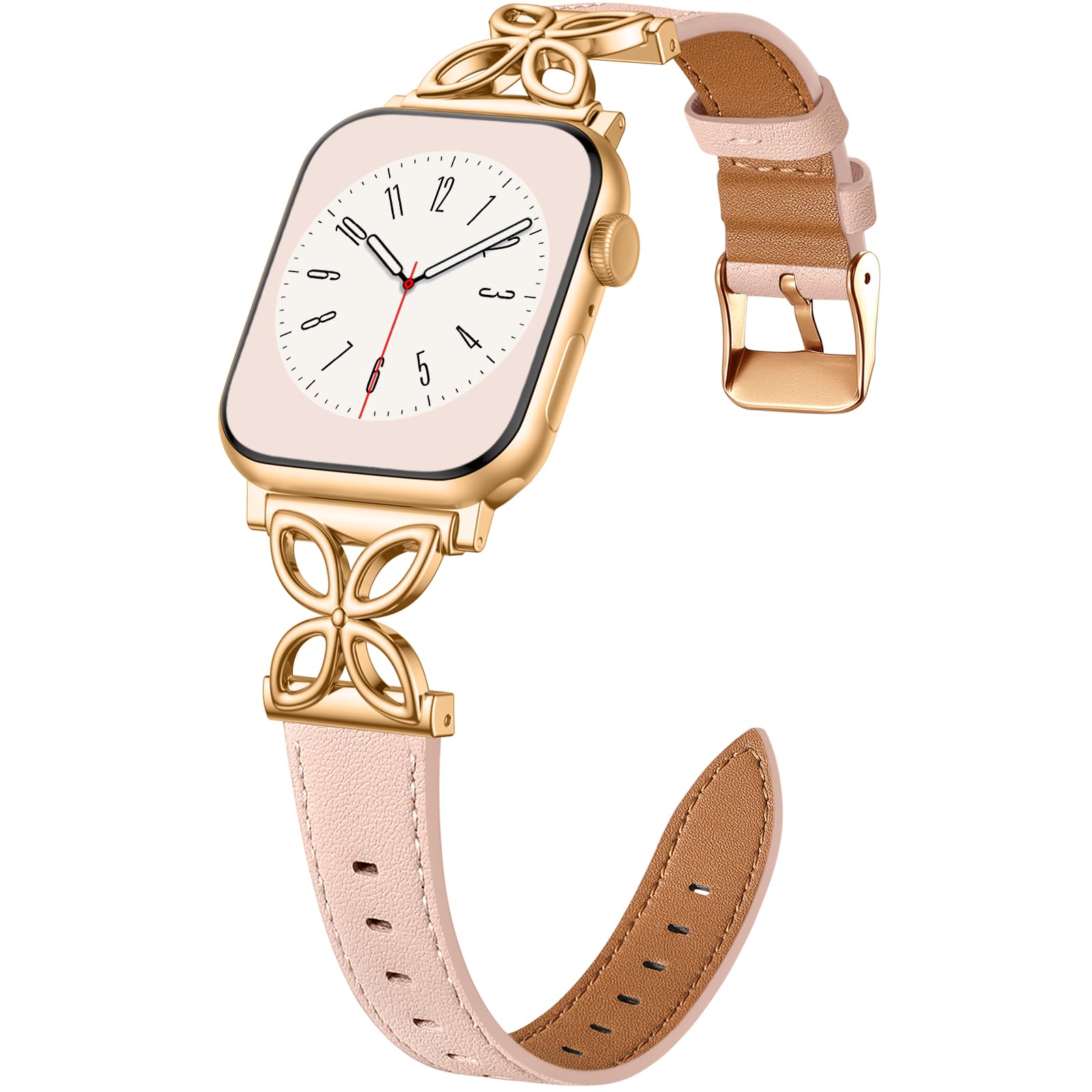 SNBLK Slim Leather Band Compatible with Apple Watch Bands for Women 40mm 41mm 42mm 44mm 46mm 49mm 38mm 45mm, Top Grain Leather F