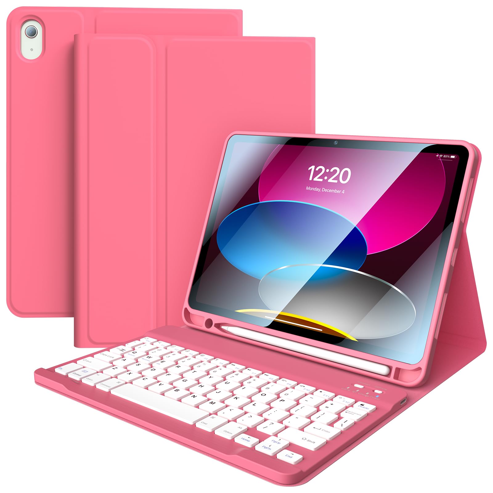 FGZZROU iPad 10th Generation Case with Keyboard 2022 10.9-inch Wireless Detachable Folio Keyboard Cover with Pencil Holder Recha