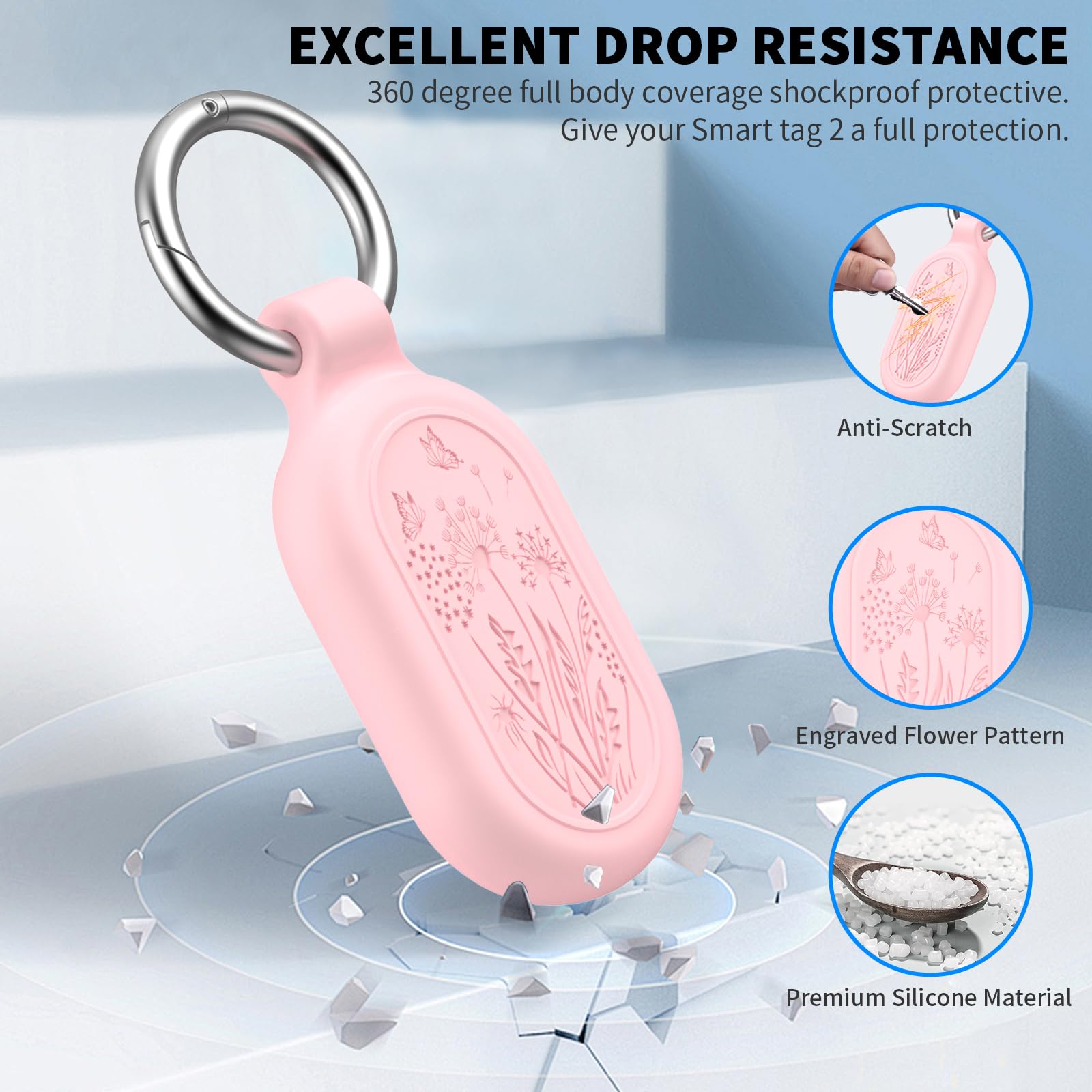 2 Pack For Samsung Galaxy Smarttag2 Case, Tudiow Waterproof Full Protective Silicone Case Anti Lost Scratch Resistant Protective