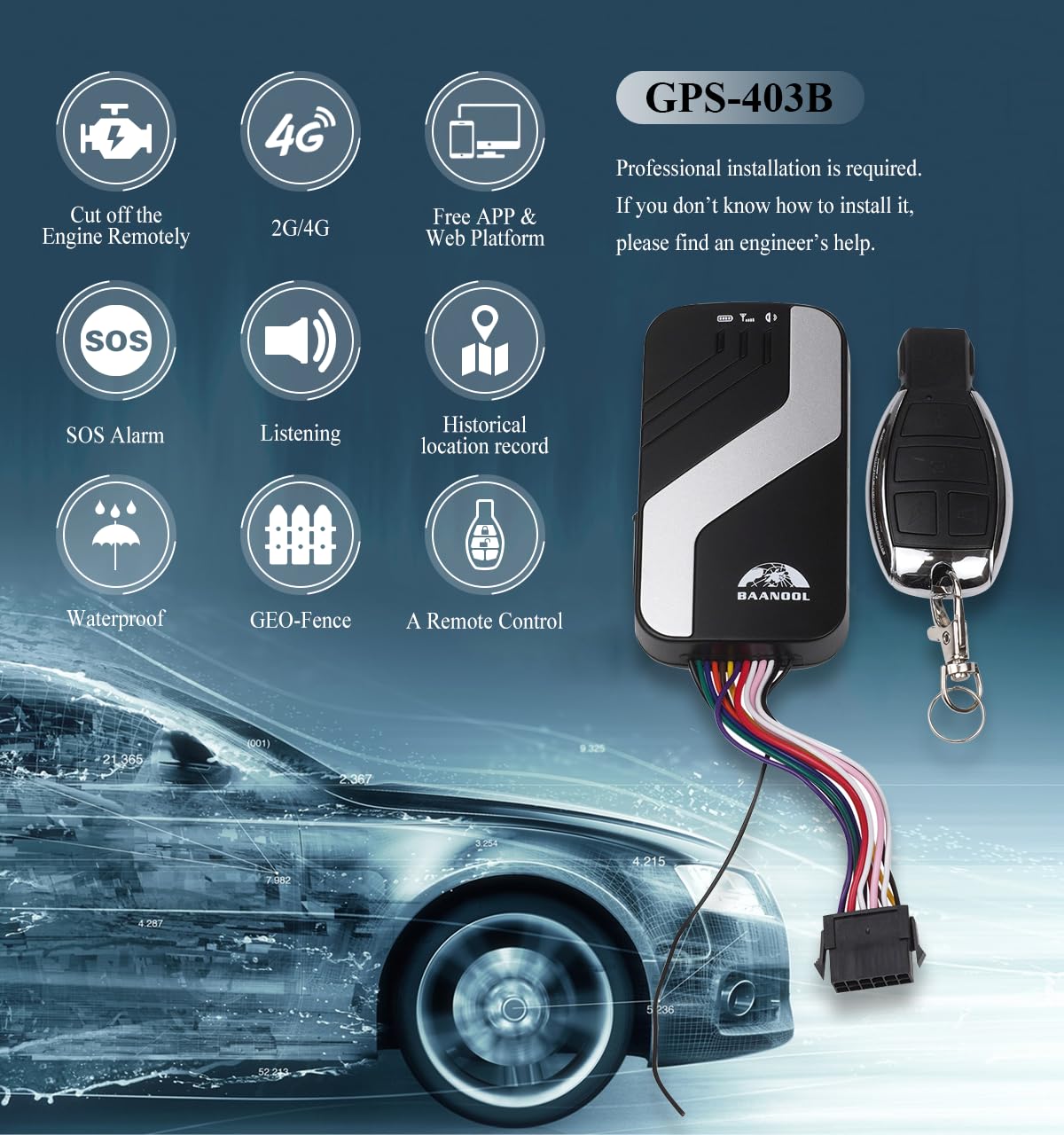 Baanool Bn 403 A/B 4G Gps Tracker Device For Vehicles No Monthly Fee Car Tracking Device Mini Locator For Automobile Truck Taxi