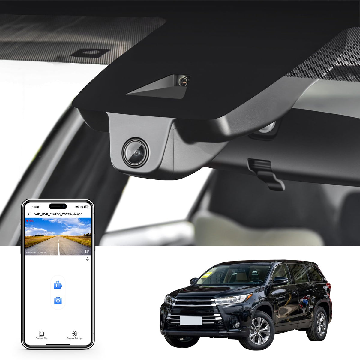 Mangoal 4K Dash Cam Custom Fit For Toyota Highlander & Hybrid Gen3 Ux50 2017 2018 2019 (Model B), Le Limited L Xle Platinum Hybr