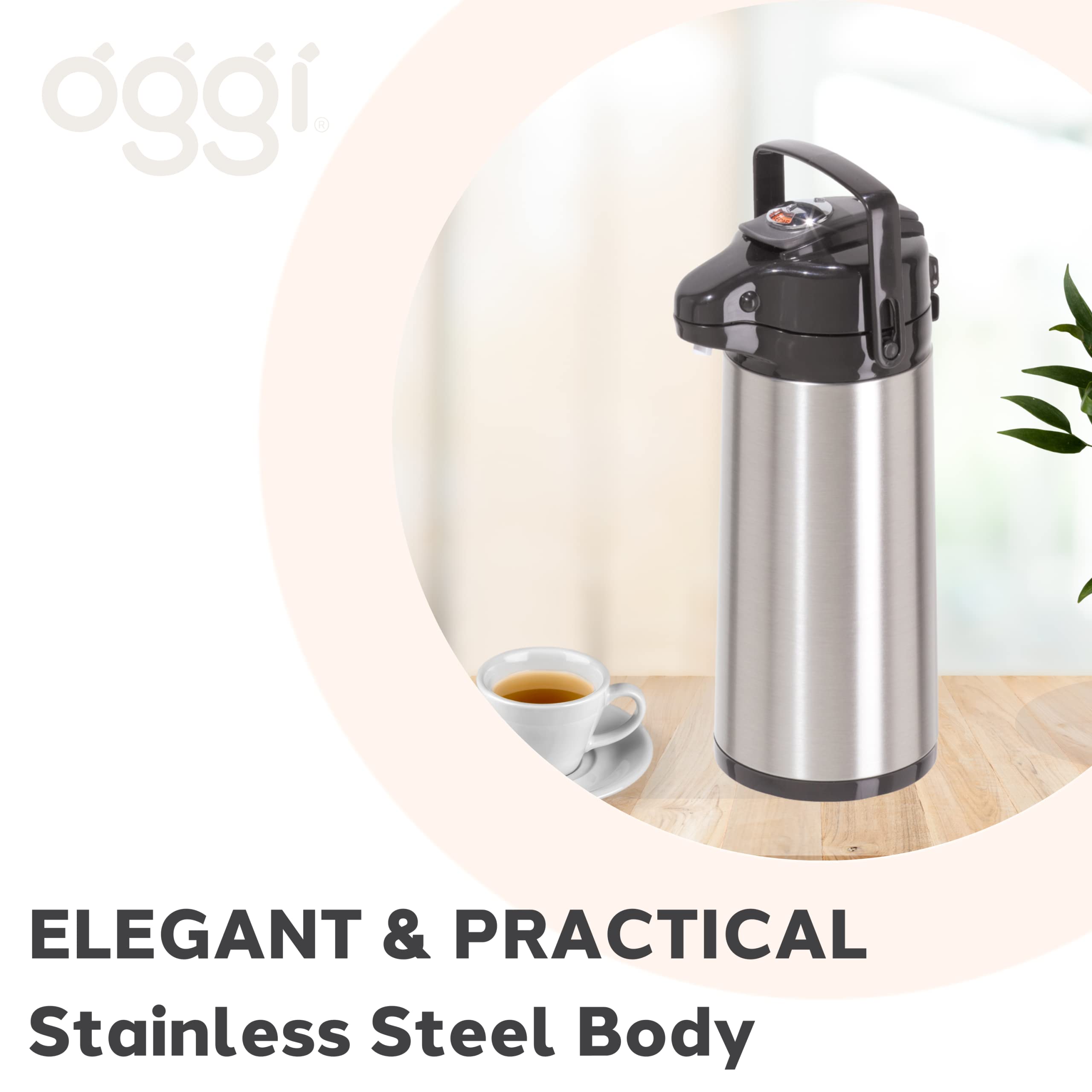 Oggi Pumpmaster 64Oz Stainless Steel Carafe W/Lever Action Pump  Vacuum Container, Thermal Coffee Carafe, Insulated Coffee Caraf