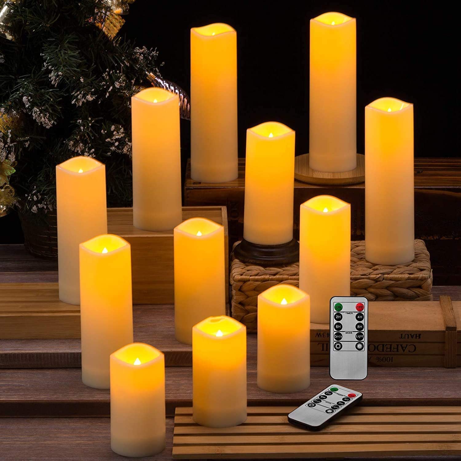 Aamdkcyu Flameless Candles With Remote & 2/4/6/8H Timers, Outdoor Indoor Waterproof Remote Candles Battery Operated, Electric Le