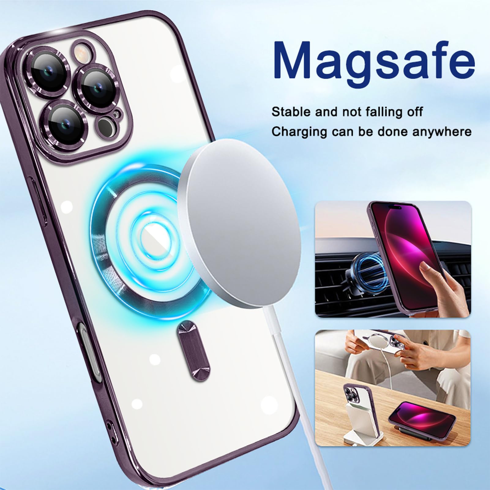 Ziye Magnetic Case For Iphone 16 Pro Max 6.9'' [Compatible With Magsafe] Full Camera Lens Protection, Clear Luxury Cover Soft Tp