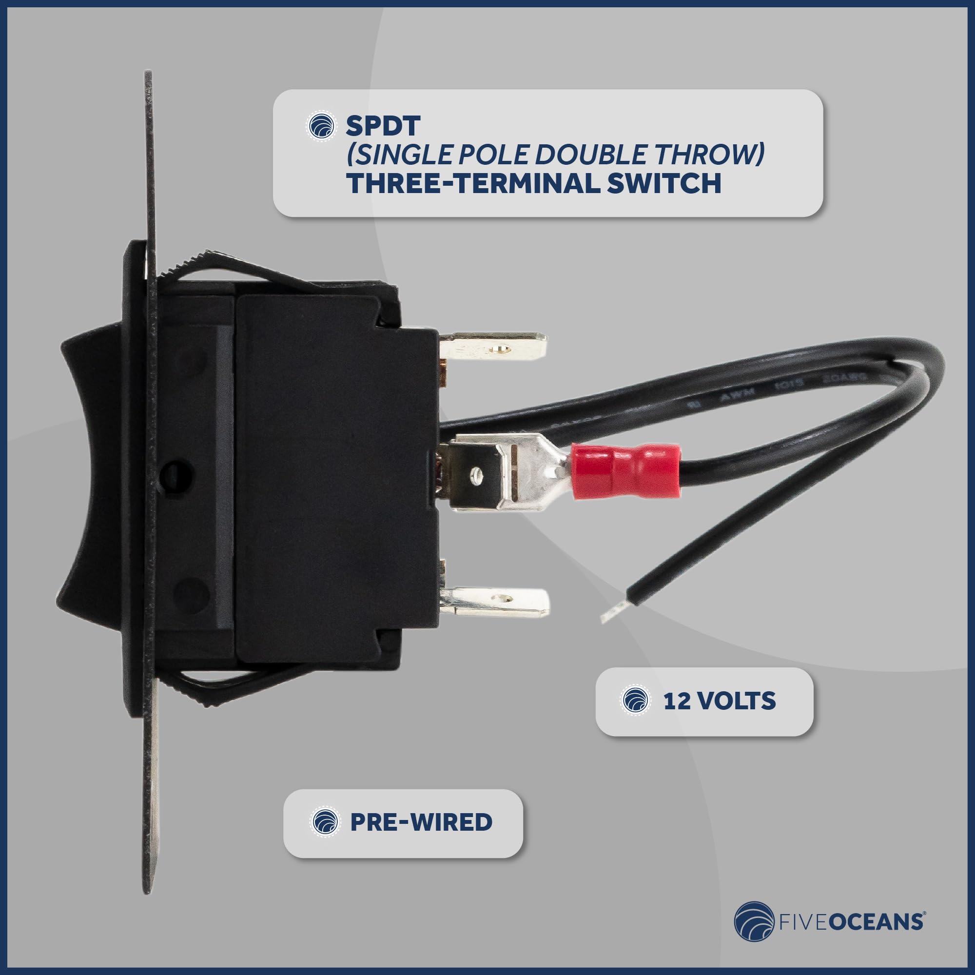 Five Oceans Boat Anchor Windlass Rocker Switch, Controlling Up/Down Function Of Boat Anchor Windlasses, Waterproof, 12 Volts, Sp