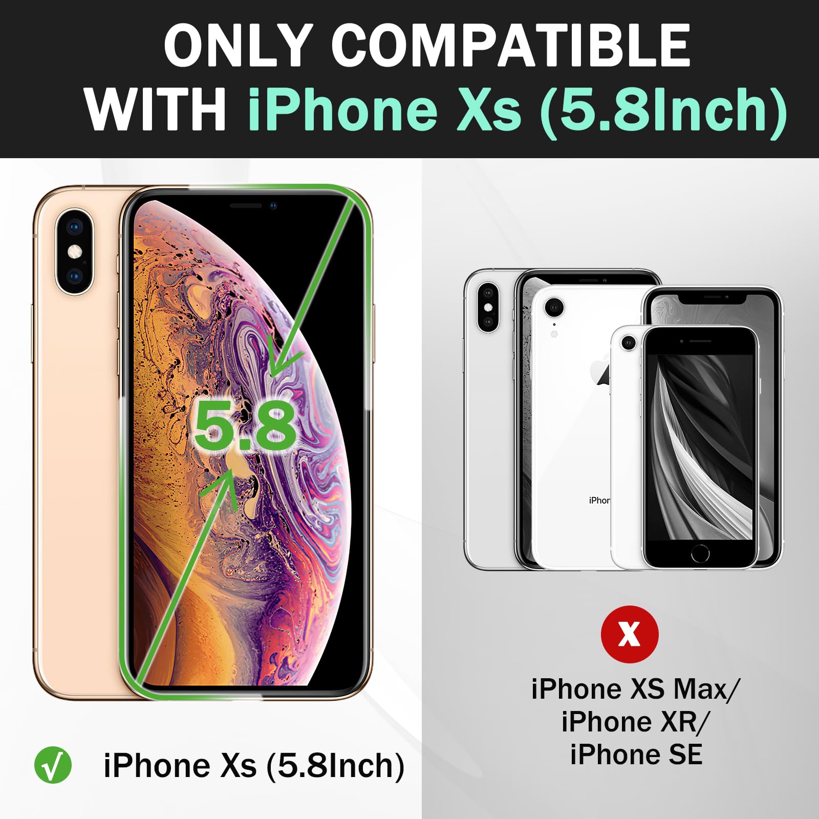 Joysidea Compatible With Iphone X | Xs Wallet Case, Pu Leather Magnetic Flip Folio Phone Case With Credit Card Holder, Stand & S