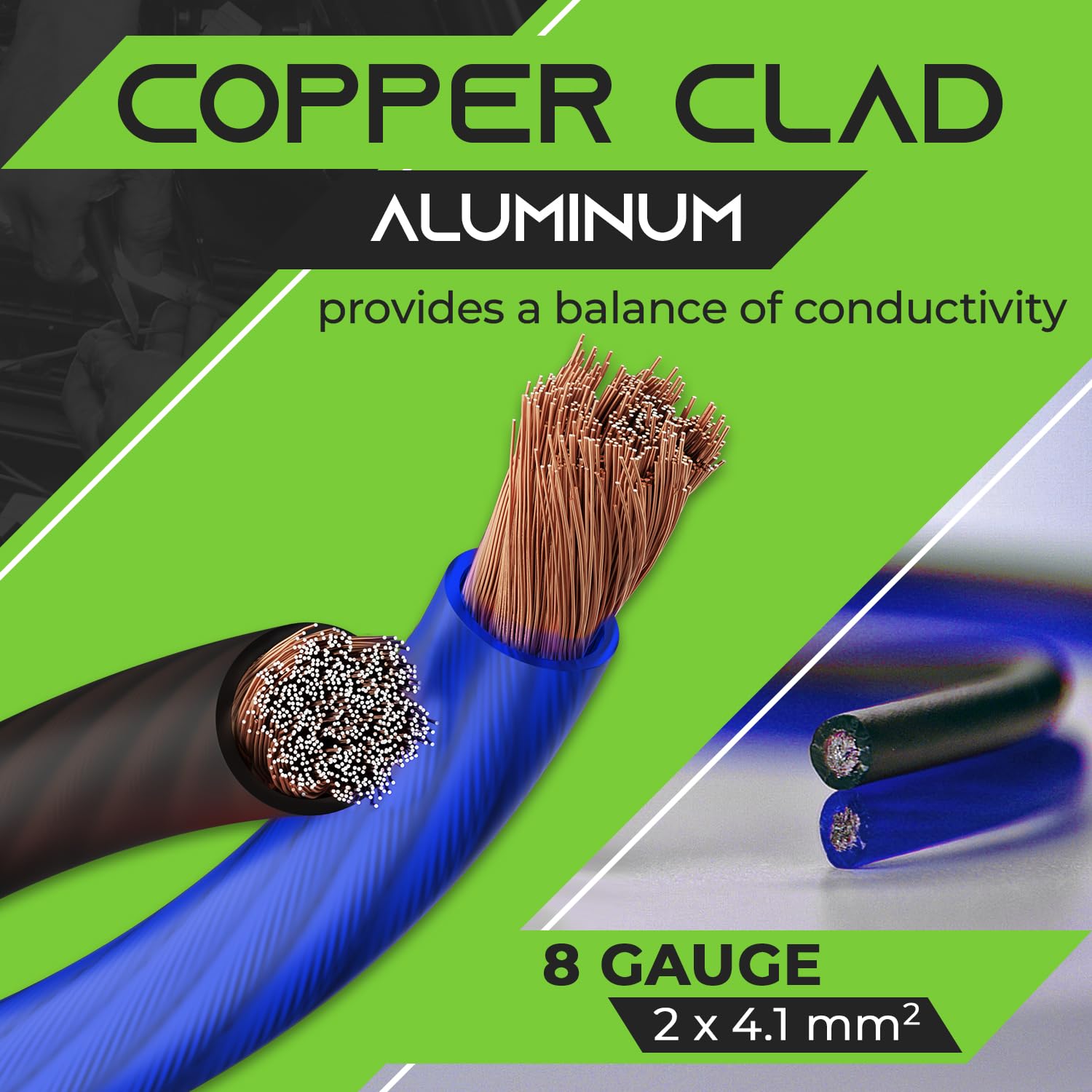 Gearit 8 Gauge Wire (25Ft Each   Black/Blue Translucent) Copper Clad Aluminum Cca   Primary Automotive Wire Power/Ground, Batter
