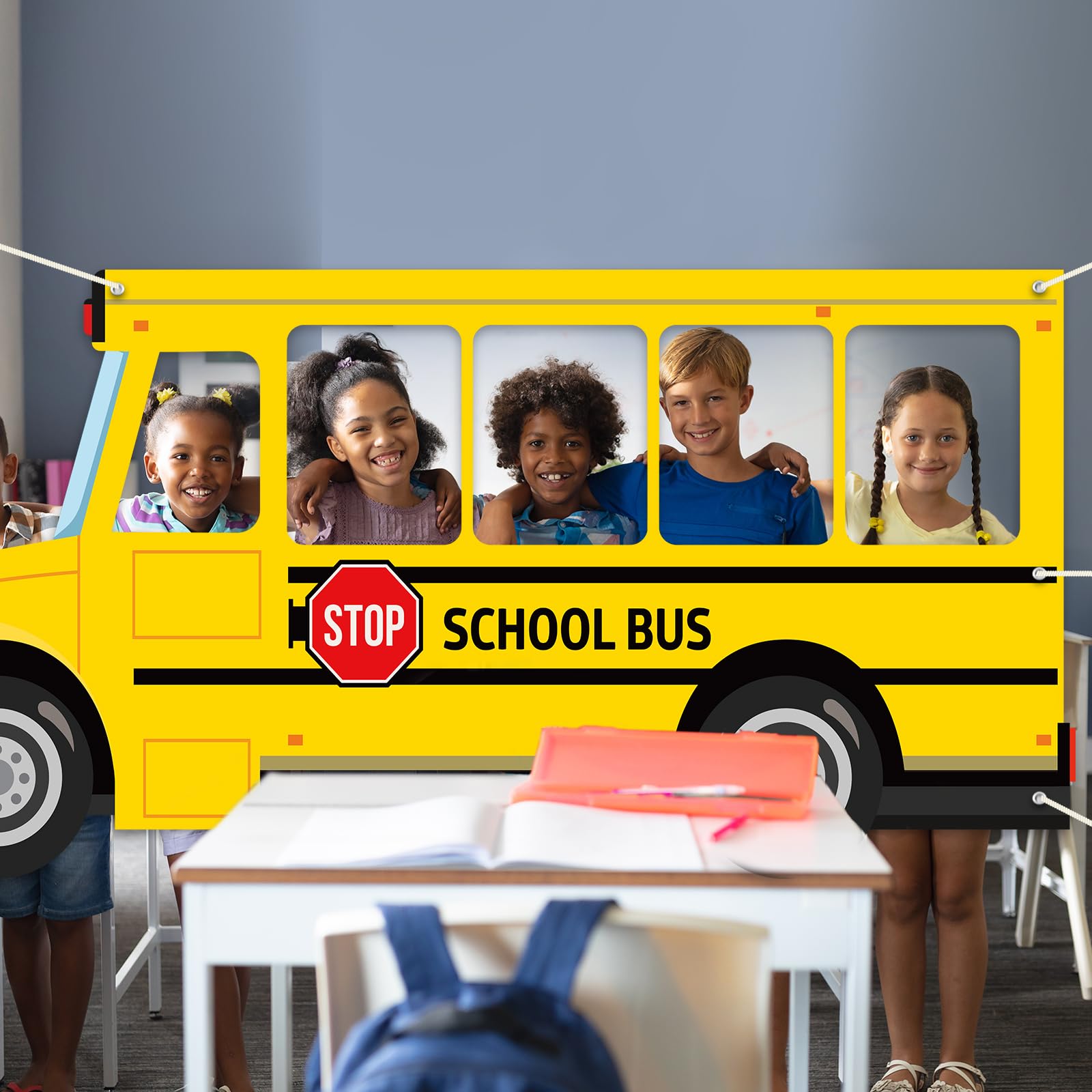 Ojustbeok School Bus Photo Prop Selfie Frame Back To School Backdrop Party Decoration First Day Of School Photo Booth Welcome Pa