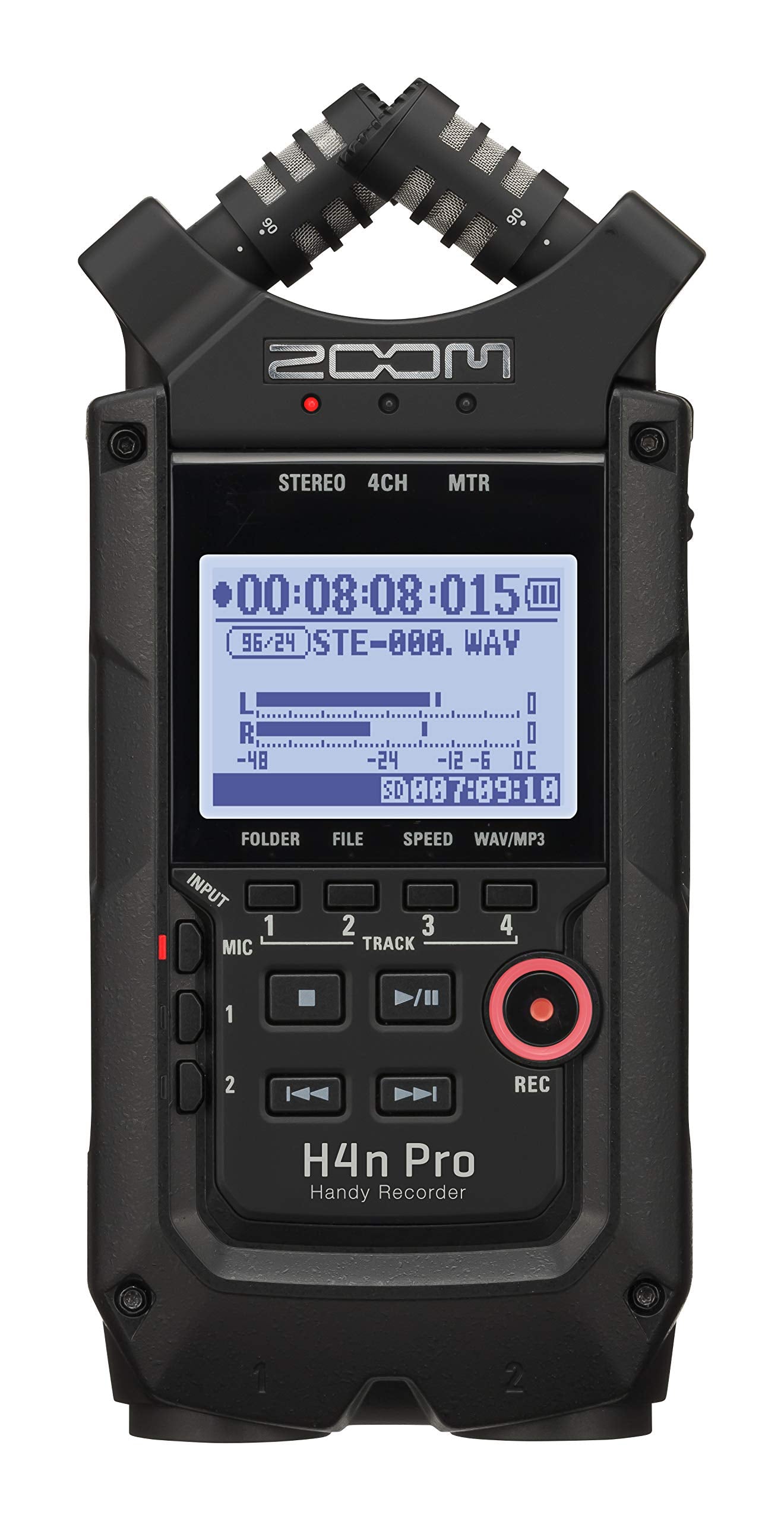 Zoom H4N Pro 4 Track Portable Recorder, All Black, Stereo Microphones, 2 Xlr/  Combo Inputs, Battery Powered, For Stereo/Multitr
