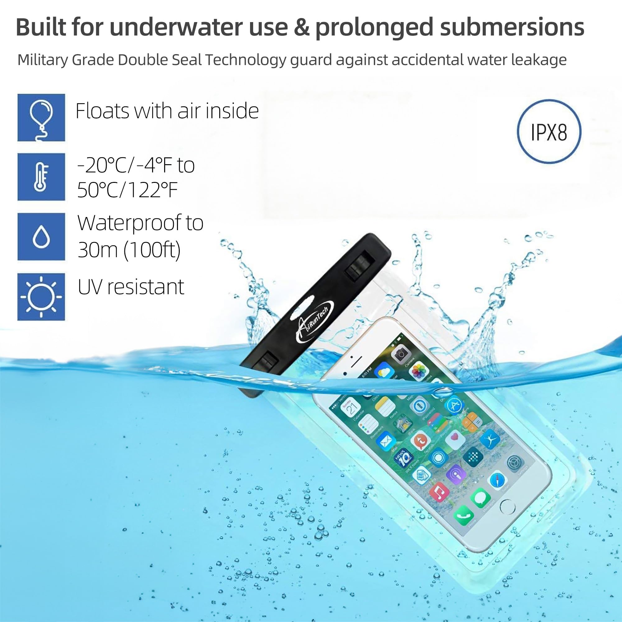 Airuntech Waterproof Phone Pouch,Waterproof Phone Case With Lanyard Protector For Iphone 16 15 14 13 12 11 Pro Max,Waterproof Ce