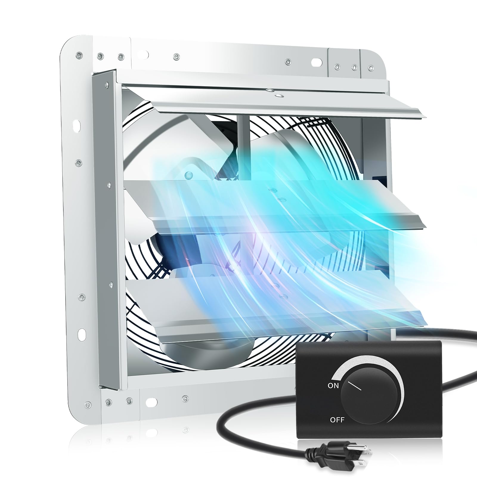 Fareast 12 Inch Garage Exhaust Fan Wall Mounted, Automatic Shutter, Wall Exhaust Fan With Adjustable Speed Controller, 1130 Cfm,