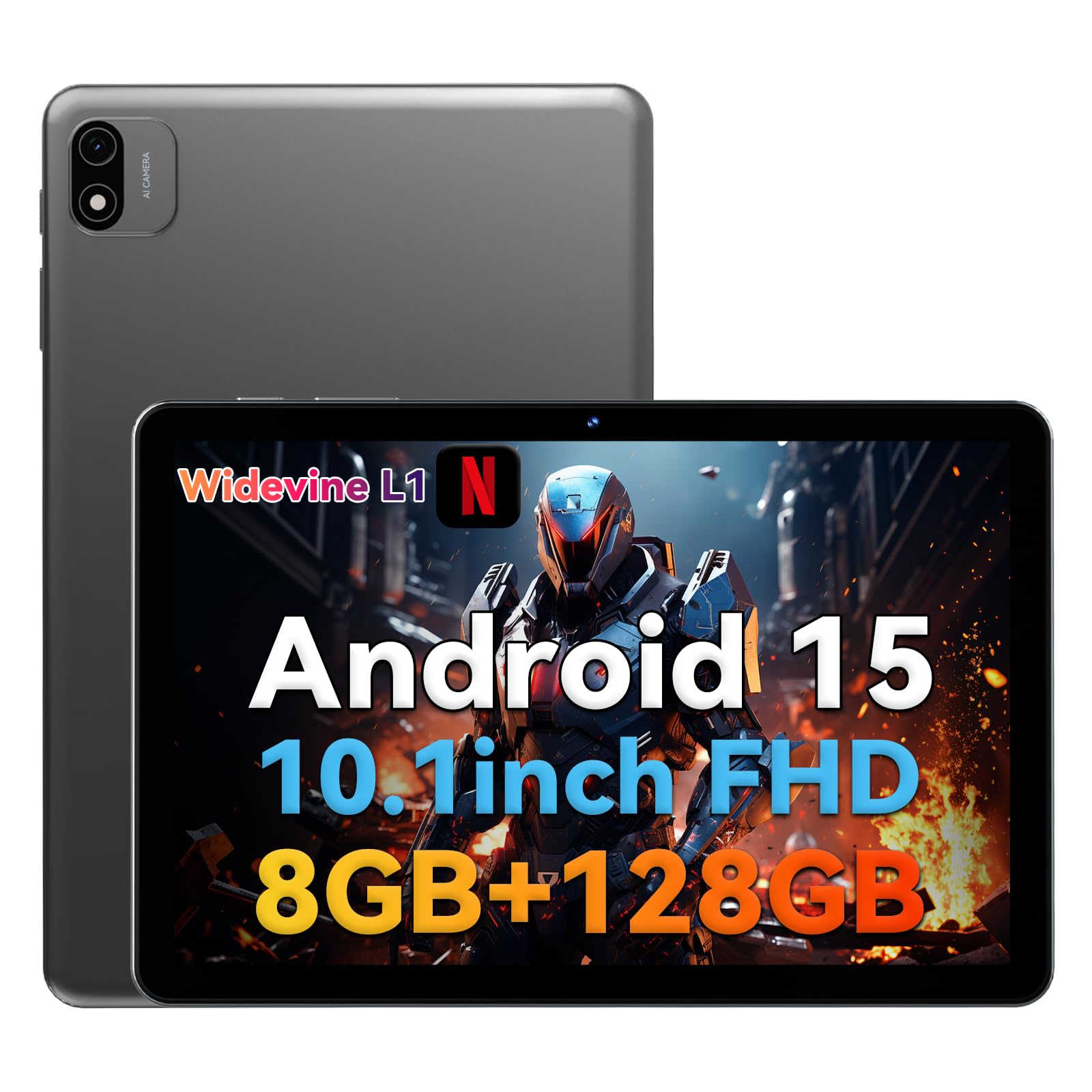 Headwolf Android 15 Tablet 10 Inch Tablets, Wpad6 Octa Core Fhd 1920 * 1200 Display Android Tablet, 8Gb Ram + 128Gb Rom, Widevin