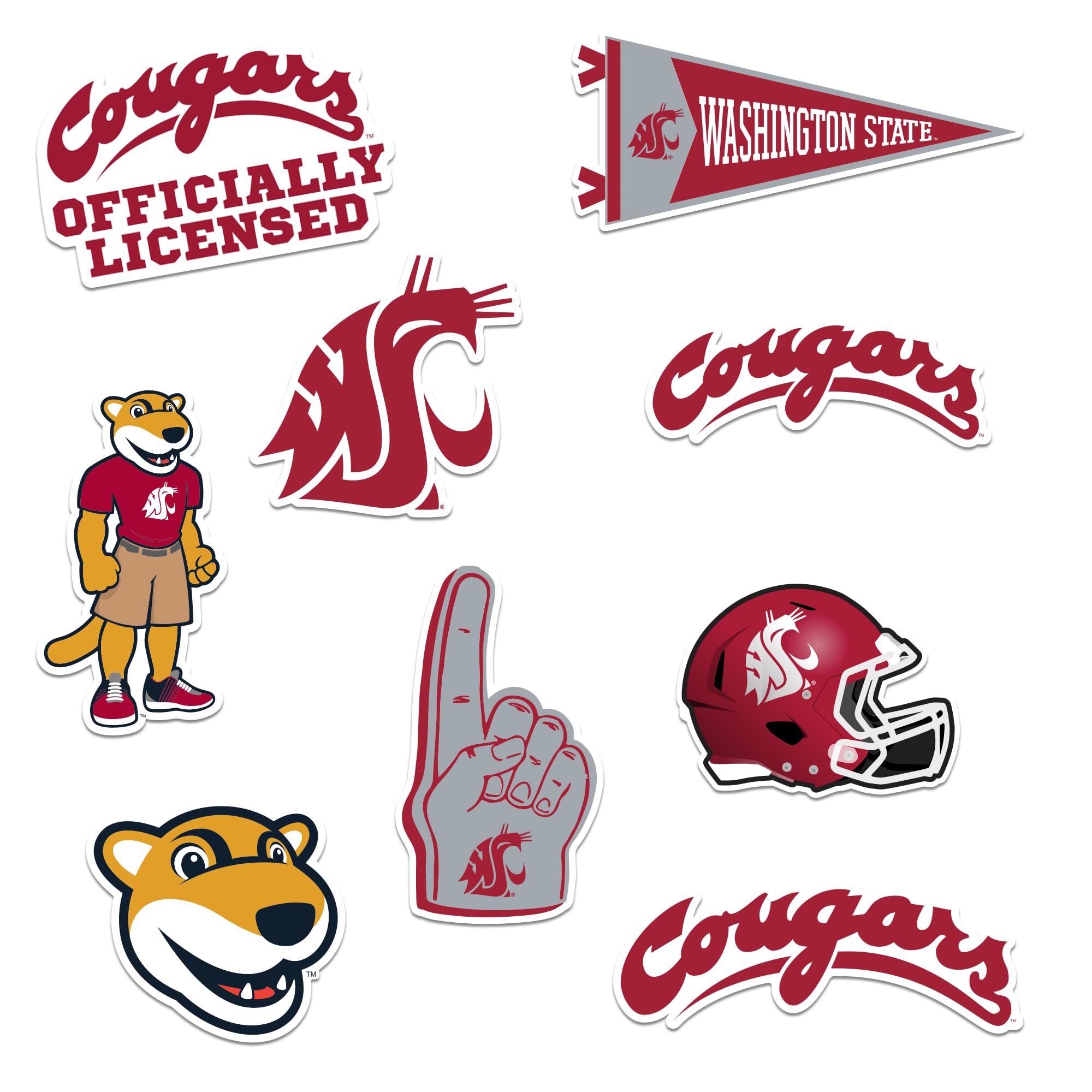 Washington State University 8Ct Vinyl Large Deluxe Stickers Variety Pack   Laptop, Water Bottle, Scrapbooking, Tablet, Skateboar