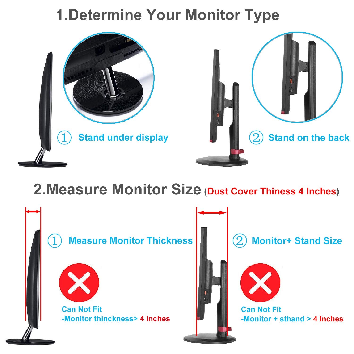 27'' 28'' 29'' Universal Computer Monitor Dust Cover For 27 Inch To 29 Inch Lcd/Led Hd Display, Nonwoven Fabric Dust Proof, Wate