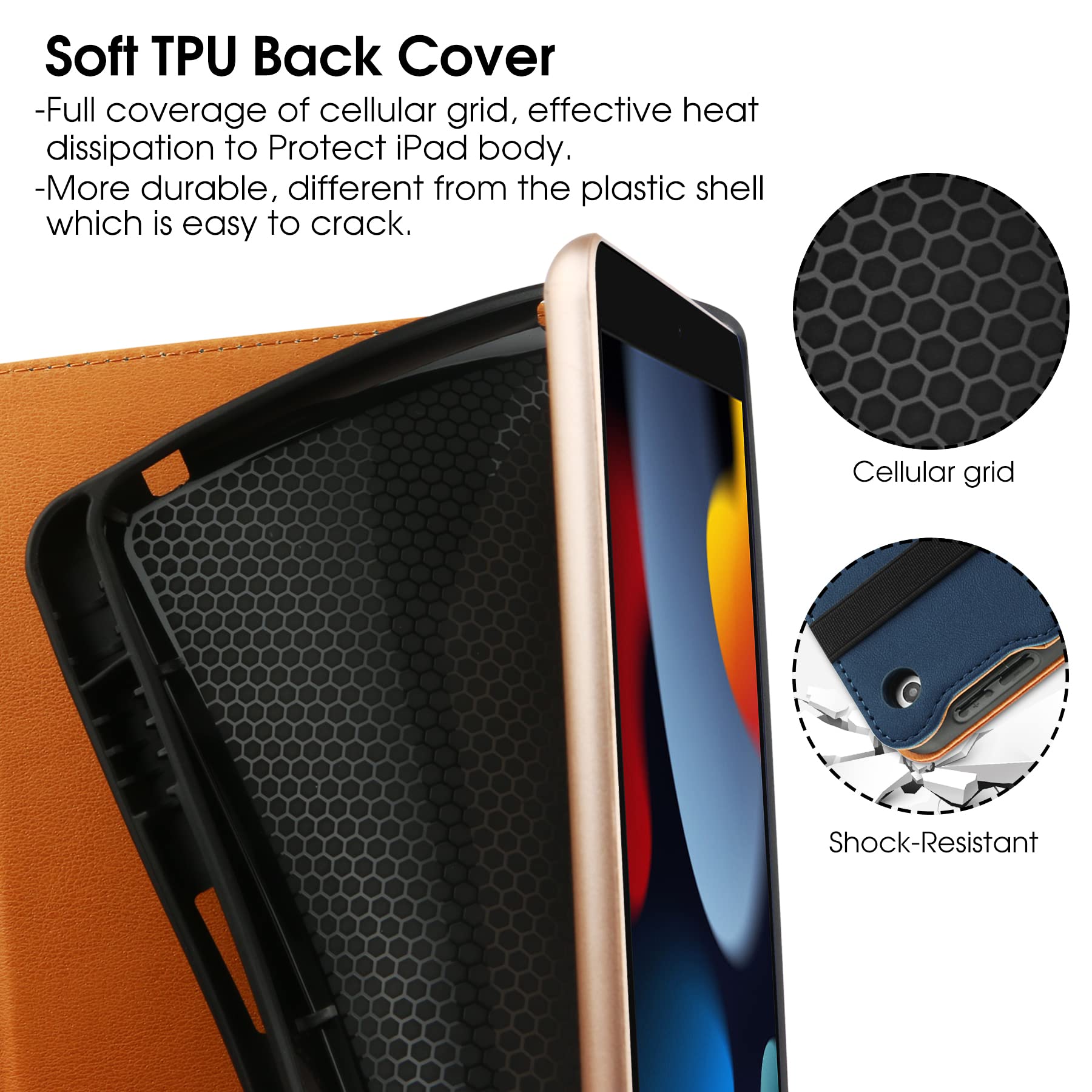 For Ipad 10Th Generation Case 10.9 Inch Case 2022 With Built In Pencil Holder, Folio Stand Leather Cover With Multiple Angles &