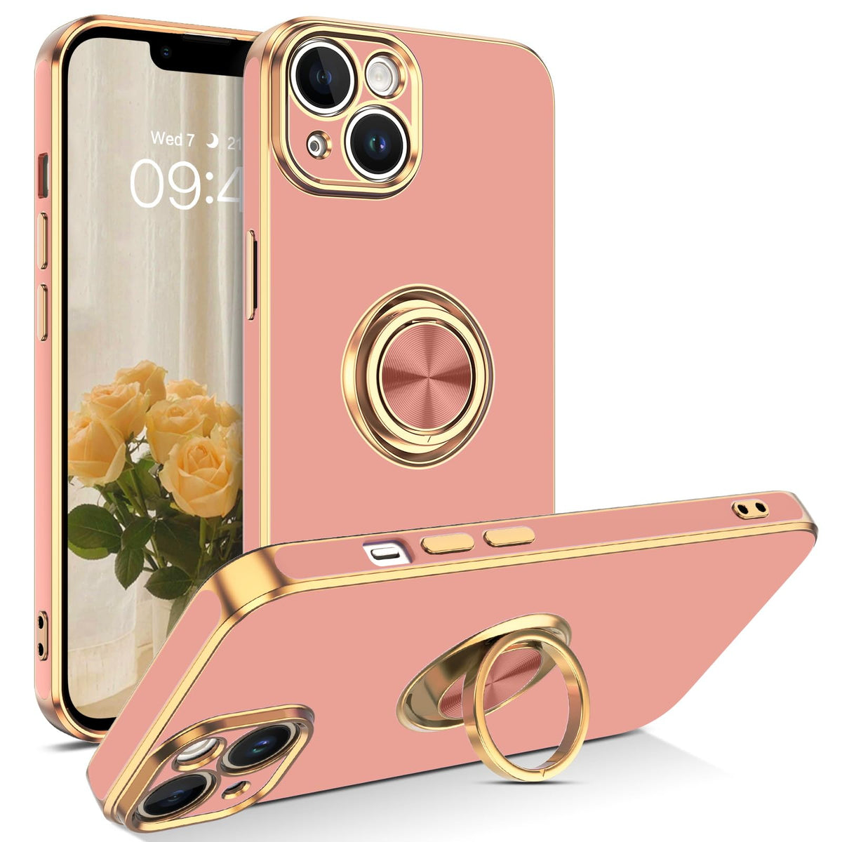 Veningo Compatible With Iphone 14 Case, Slim Fit Soft 360 Ring Holder Kickstand Magnetic Car Mount Supported Easy Clean Shockpro