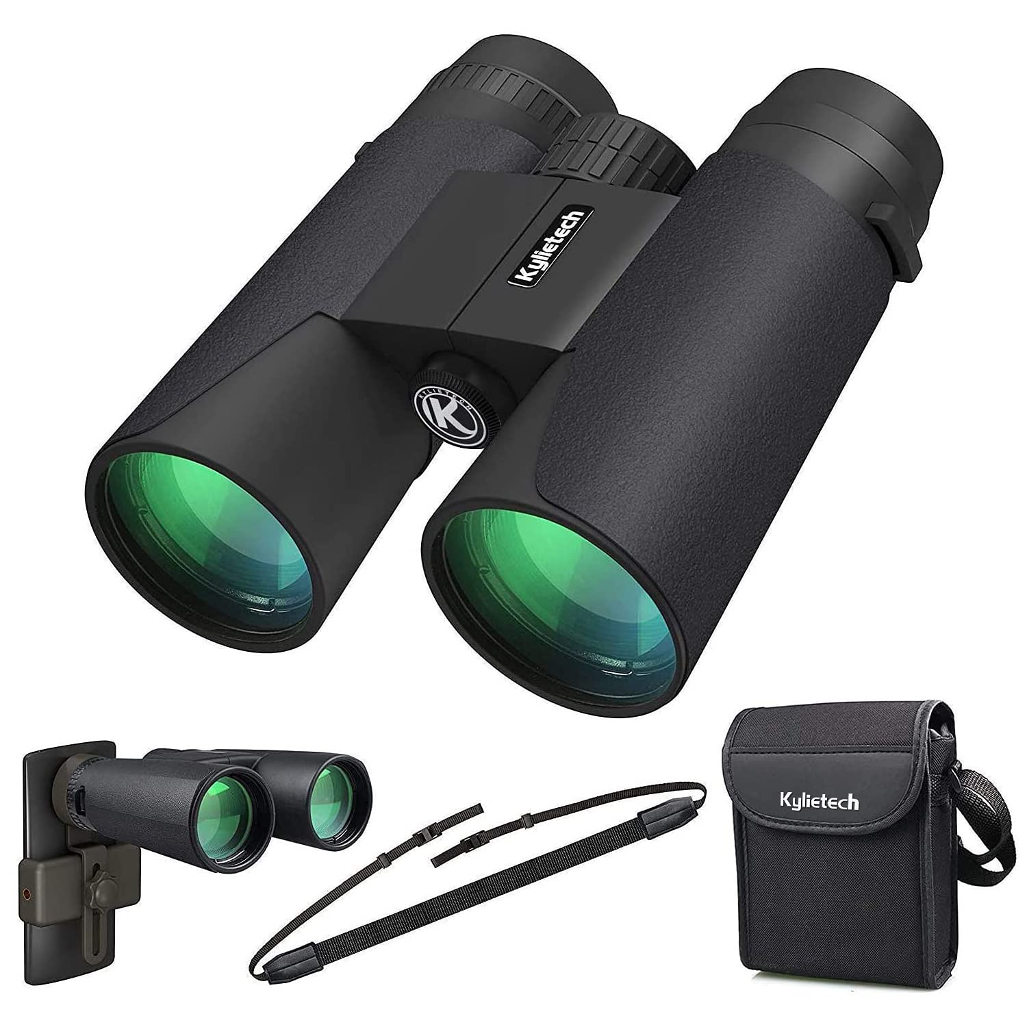 Kylietech 12X42 Binoculars For Adults With Universal Phone Adapter, Hd Waterproof Fogproof Compact Binoculars For Bird Watching,